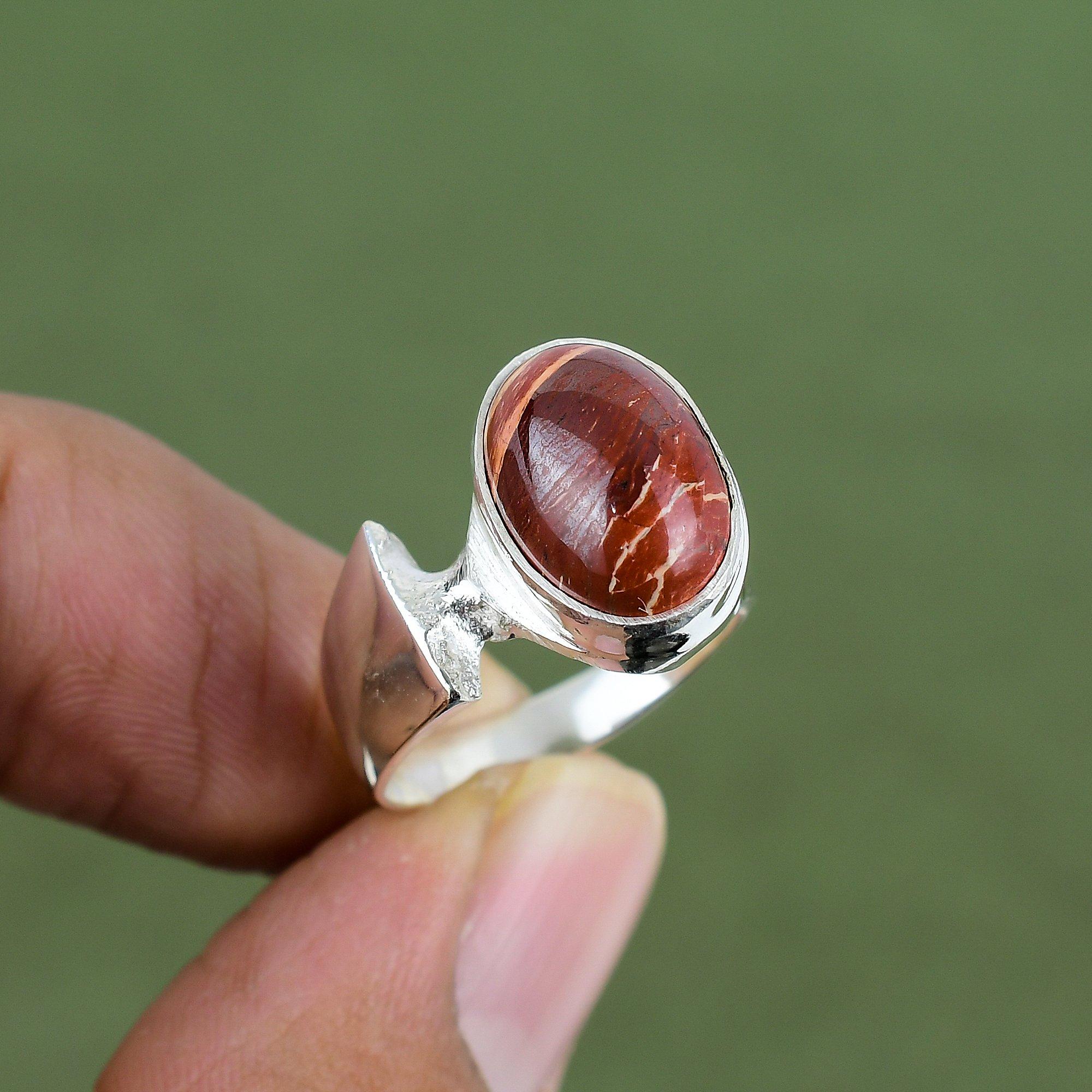 Red Snakeskin Jasper Ring 925 Sterling Silver Ring Wonderful Jewelry Gemstone Ring Handmade Silver Jewelry For Gifts Available In Ring Size