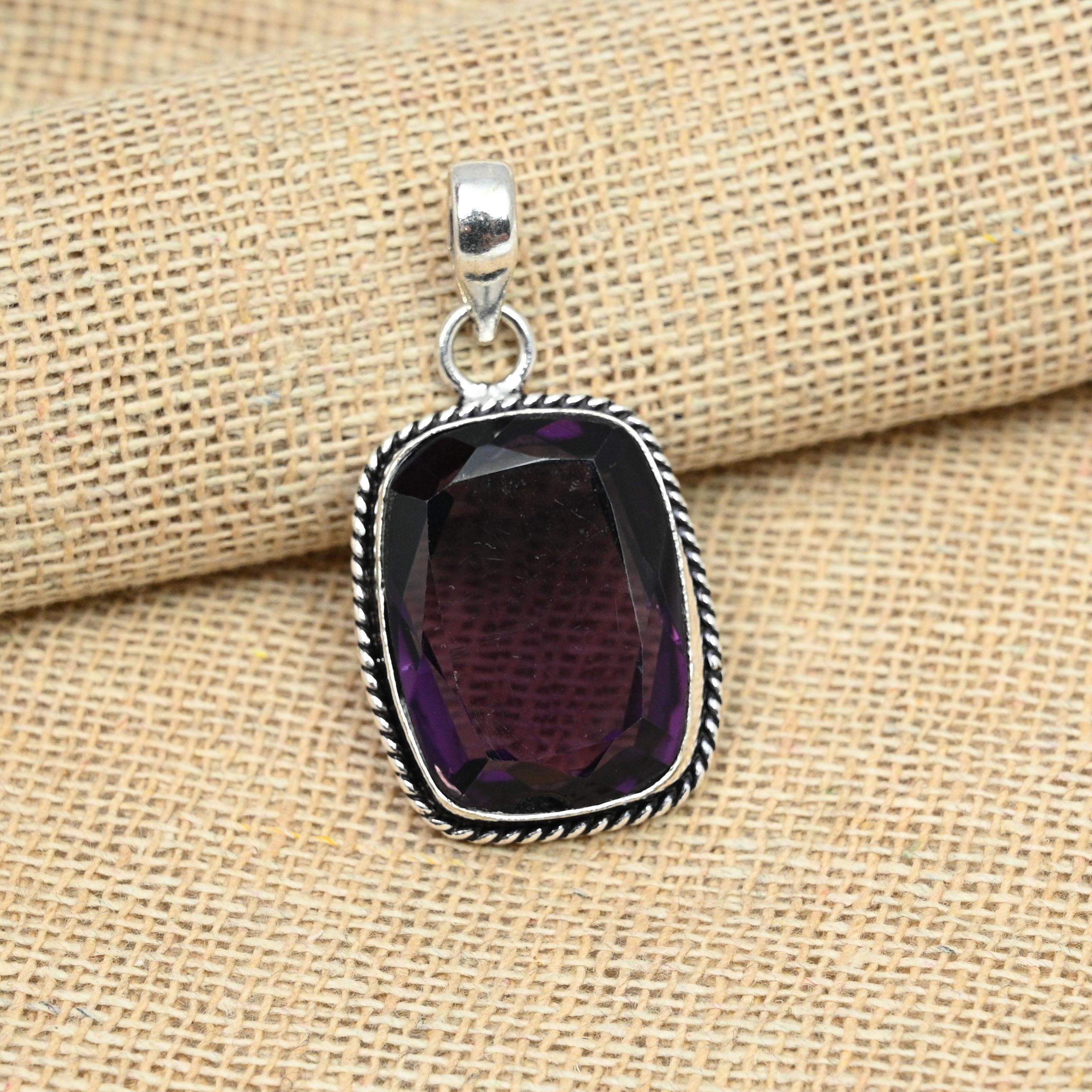 Фиолетовый аметист драгоценный камень твердый стерлингового серебра 925 пробы ювелирные изделия ручной работы женский кулон