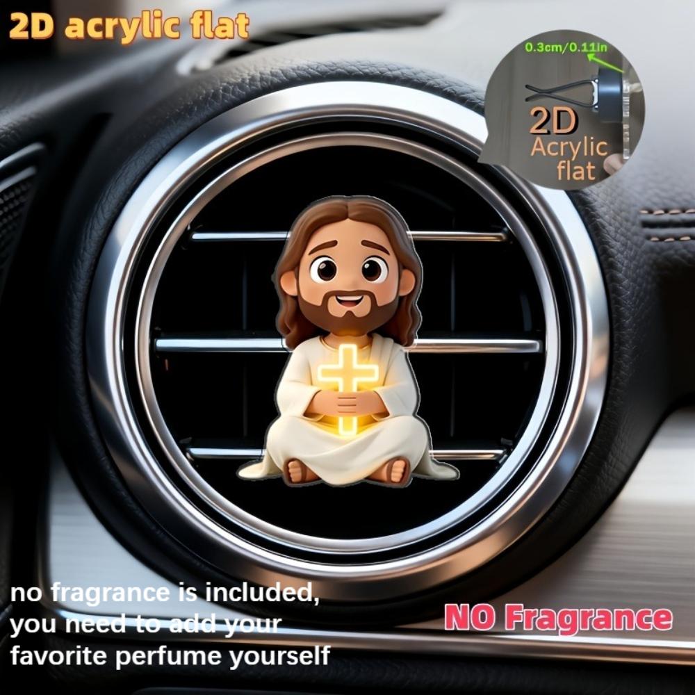2D flat prayer car vent clip decorative diffuser (fragrance not included), car interior decoration, aromatherapy clip, ideal for holiday gifts