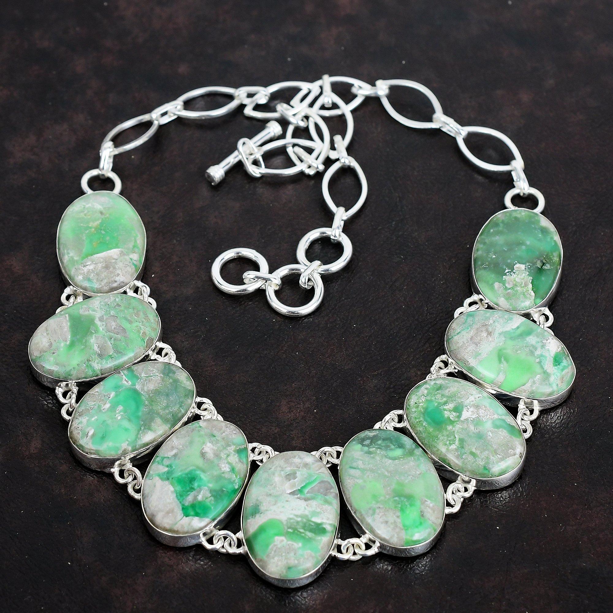 Ожерелье из варисцита, оригинальное ожерелье из драгоценных камней, ожерелье из стерлингового серебра 925 пробы, регулируемая цепочка, элегантные украшения ручной работы, свадебные подарки