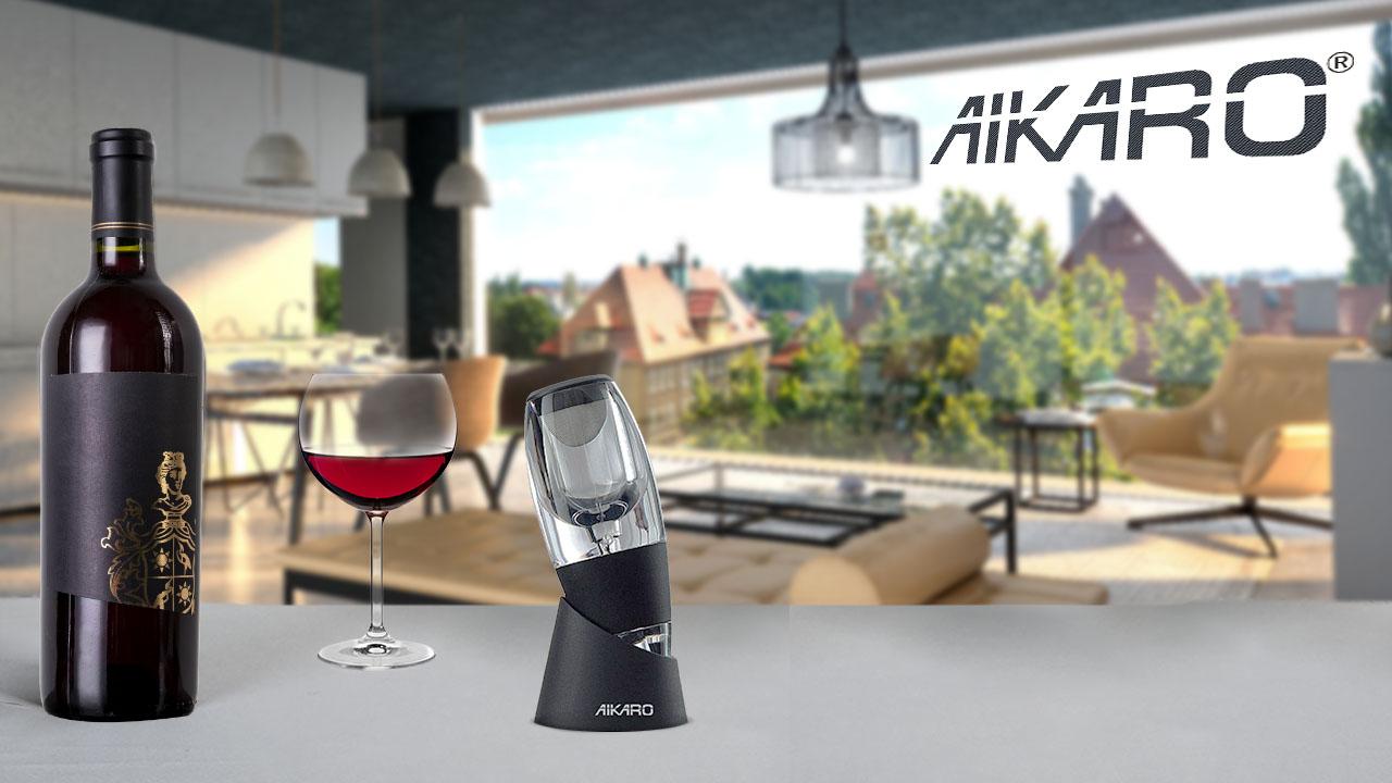 AIKARO Wine Air Aerator Pourer Red Wine Decanter with Filter and Base