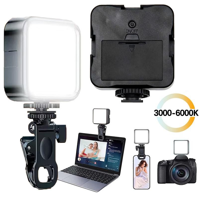 Mini Rechargeable Selfie Fill Light Clip-On LED Lamp with 3 Modes Adjustable Brightness for Phone Laptop Tablet Video Call Photography