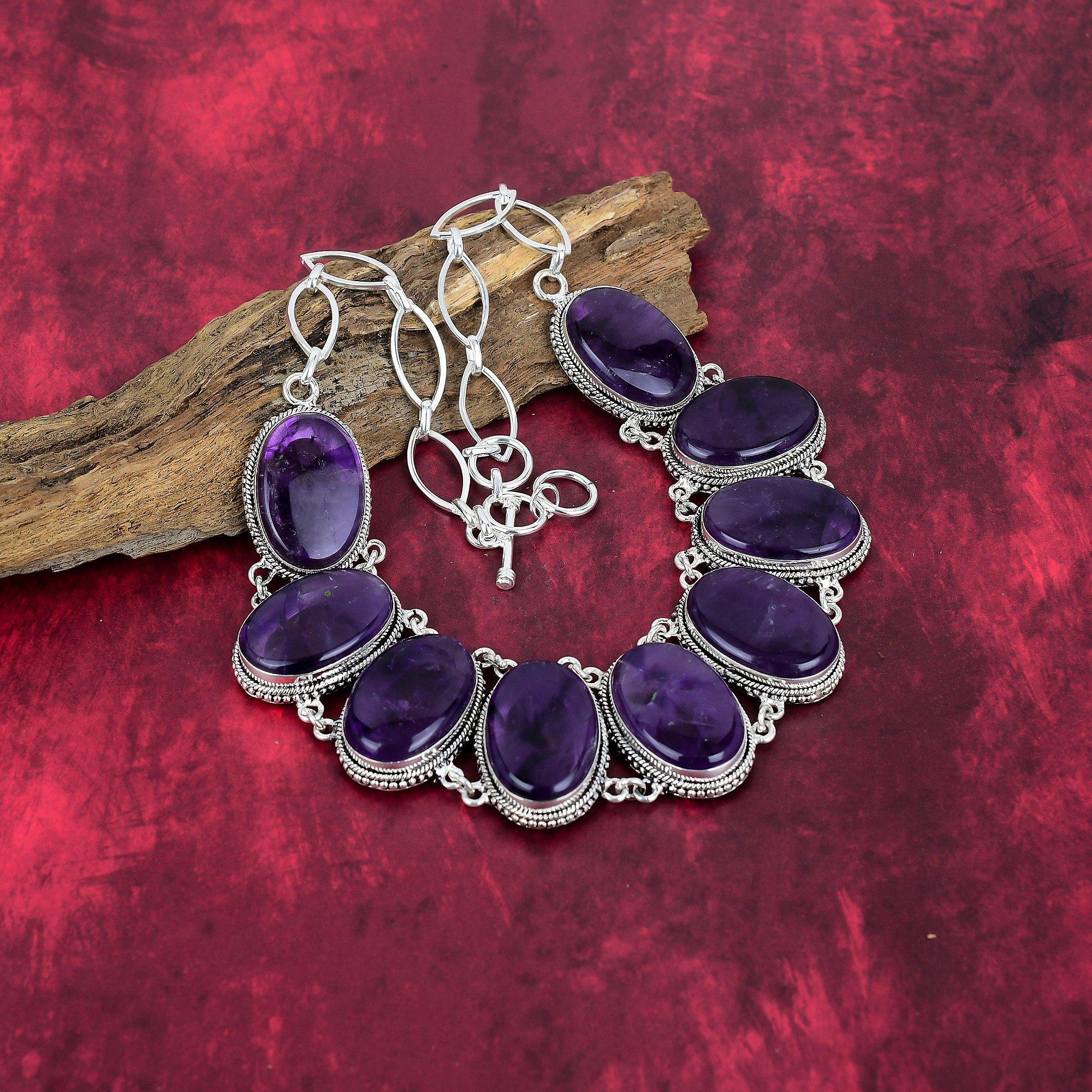 Amethyst Necklace, Handmade Jewelry, 925 Solid Sterling Silver Necklace, Wonderful Gemstone Necklace For Women