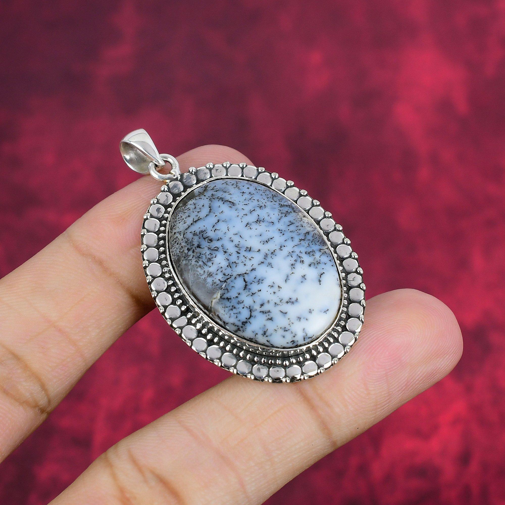 Dendrite Opal 925 Solid Sterling Silver Pendant, Handmade Gemstone Jewelry Pendant Gift For Birthday