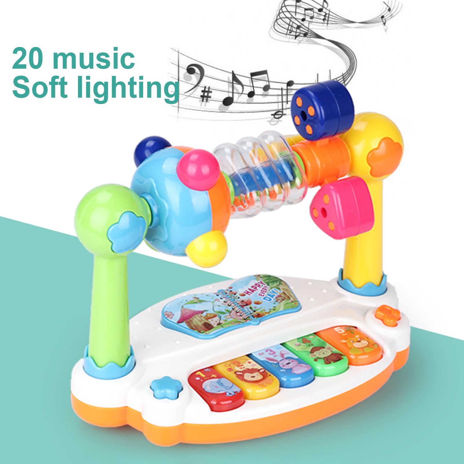 Baby Piano Toys Kids Rotating Music Piano Keyboard with Light Sound  Musical Toys for Toddlers Early Educational Music Toy Gifts