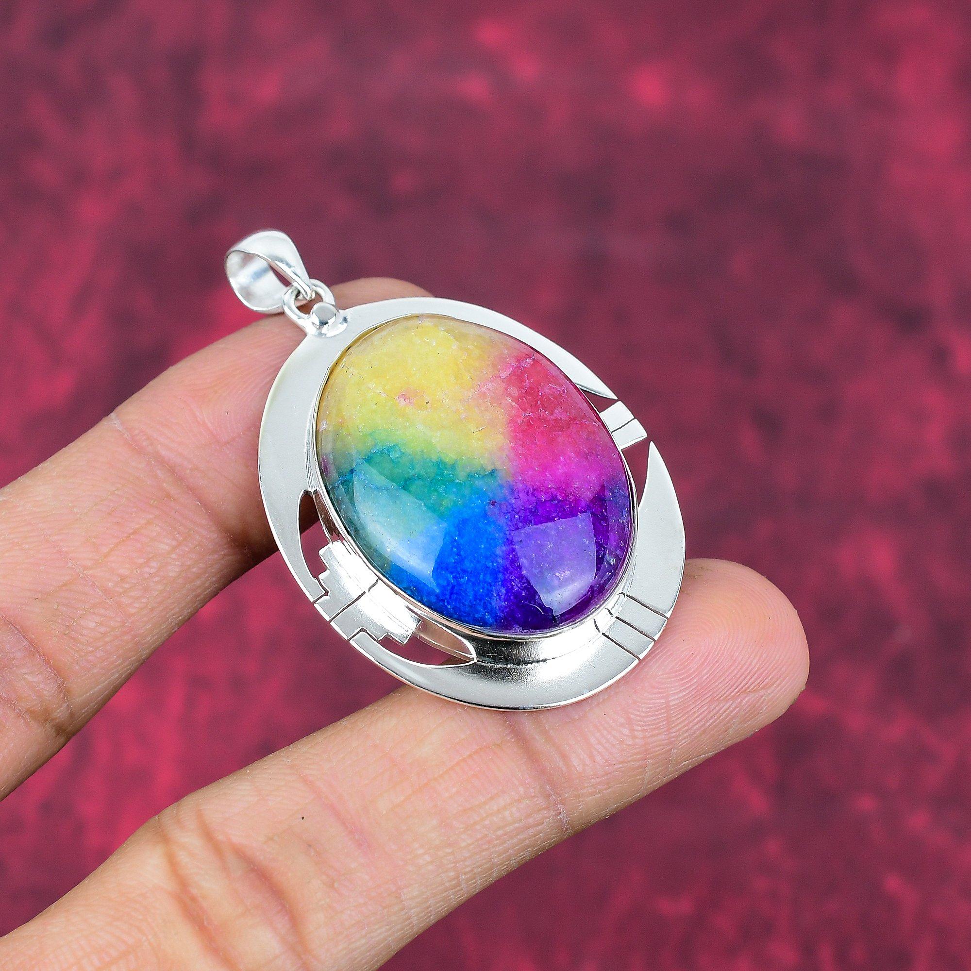 Кулон Rainbow Solar Quartz из стерлингового серебра 925 пробы, ювелирные изделия с подвеской из драгоценных камней ручной работы, подарки для жены, абсолютно новый кулон