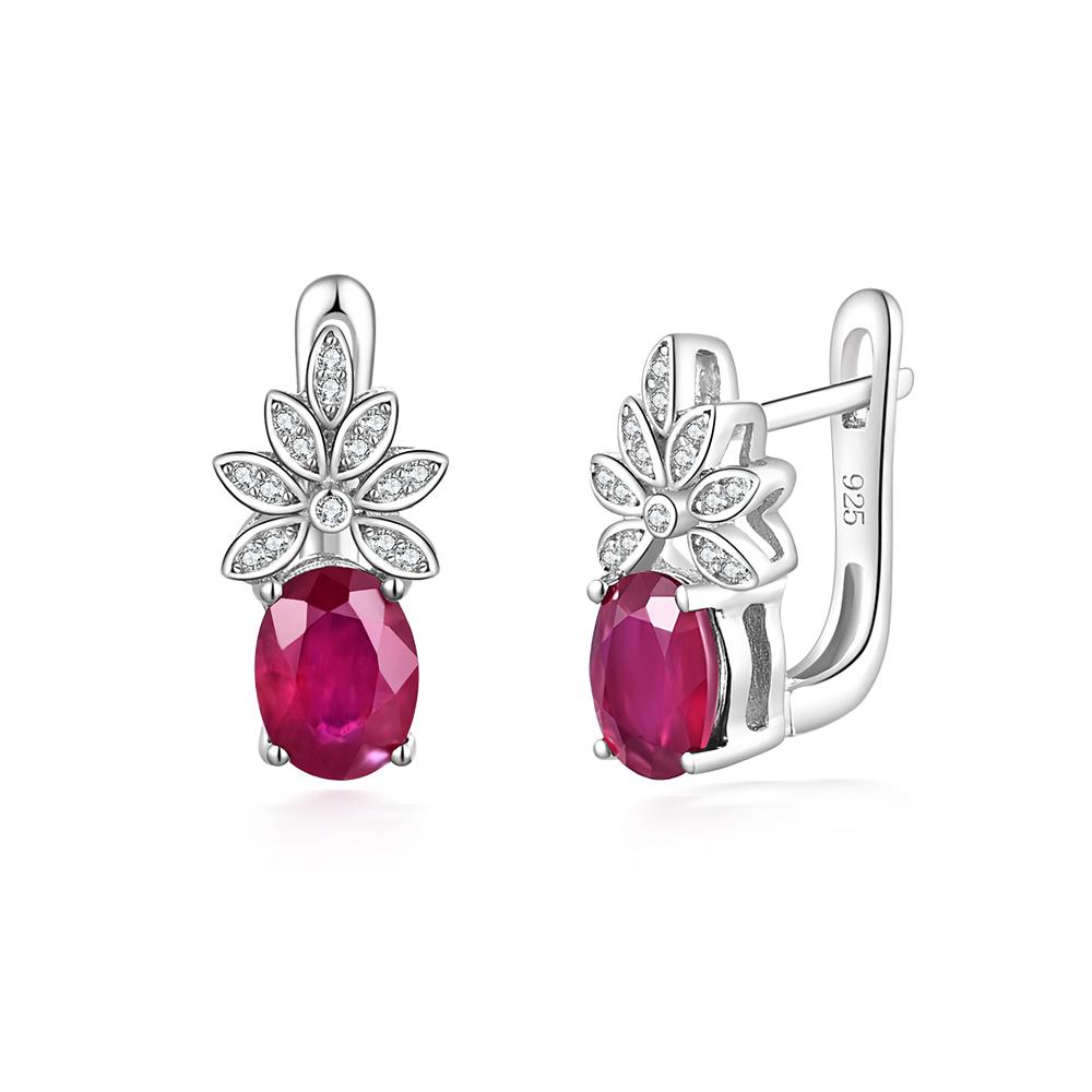 925 Sterling Silver Light Luxury Design Natural Filled Ruby Earrings Luxury Women's Anniversary & Banquet & Birthday Gifts
