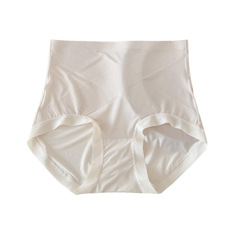 Seamless Solid Color High Waist Underwear Women's Panties Comfortable Breathable Cross Belly Lift Hip Briefs