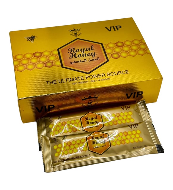 Пакетики с травяным медом Royal Honey, 12 x 20 г – натуральная смесь меда с растительными экстрактами.