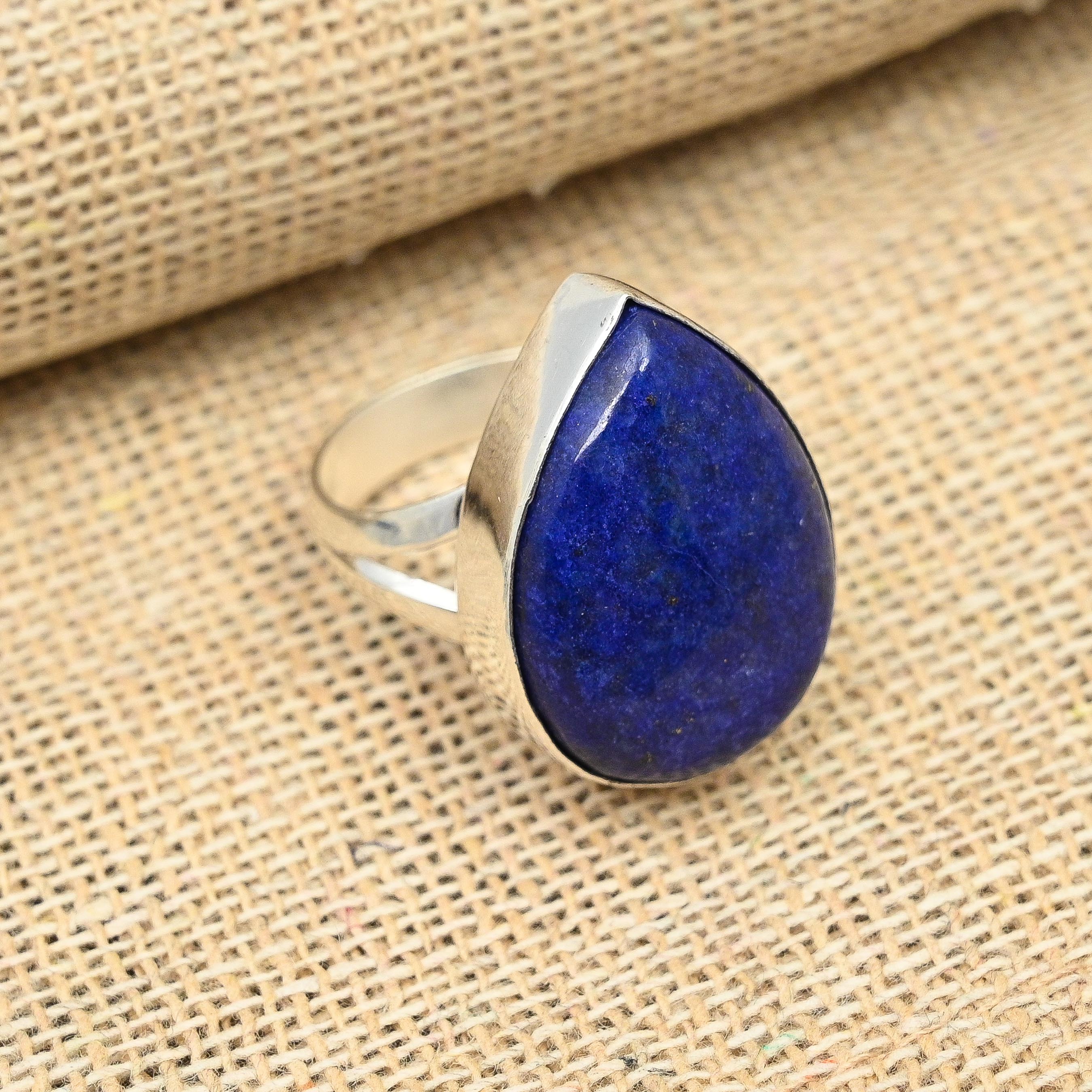 Lapis Lazuli Gemstone Handmade 925 Sterling Silver Jewelry Ring For Christmas