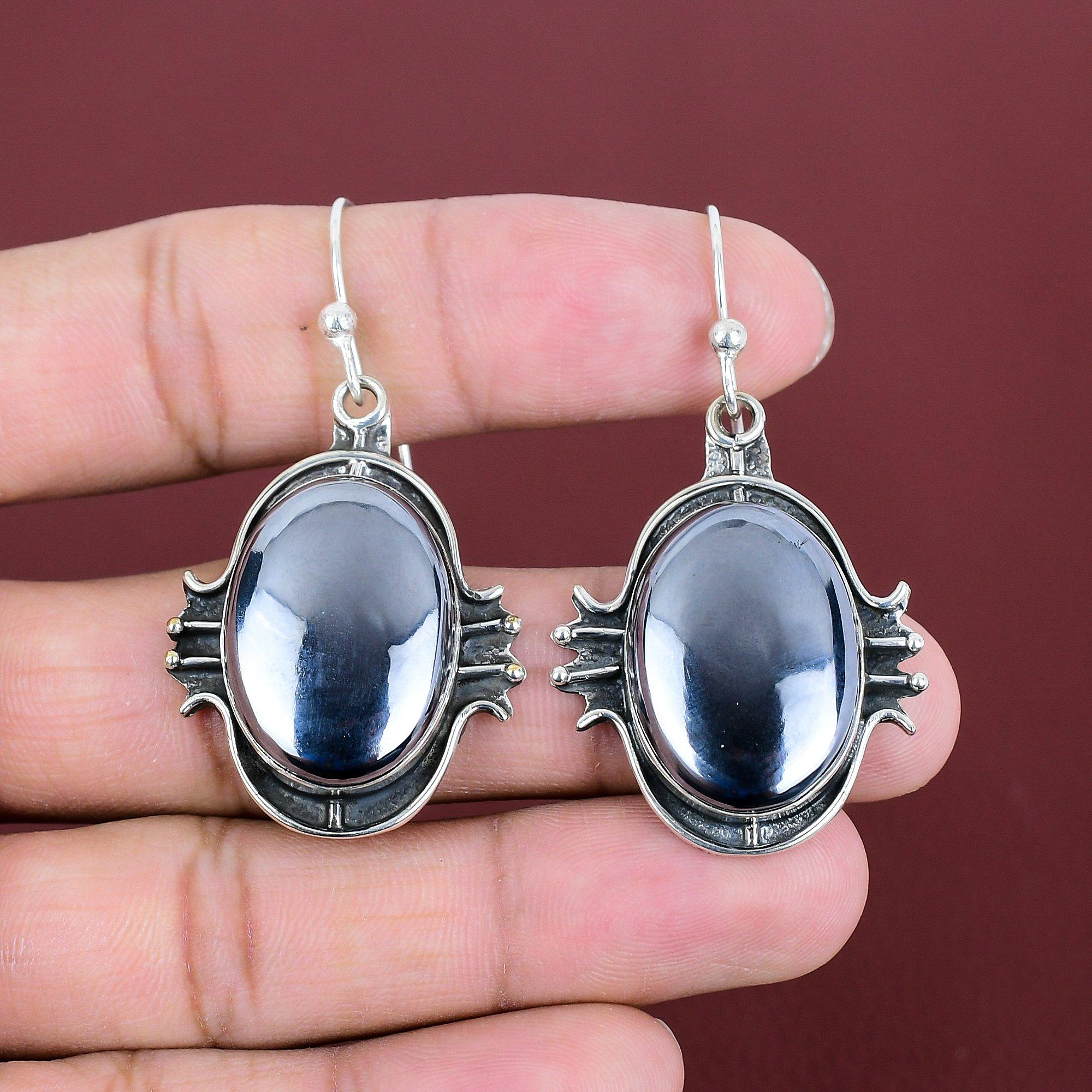 Серьги из шунгита, драгоценные камни, серьги из стерлингового серебра 925 пробы, серьги ручной работы, высококачественные ювелирные изделия из шунгита, подарки для нее, совершенно новые серьги