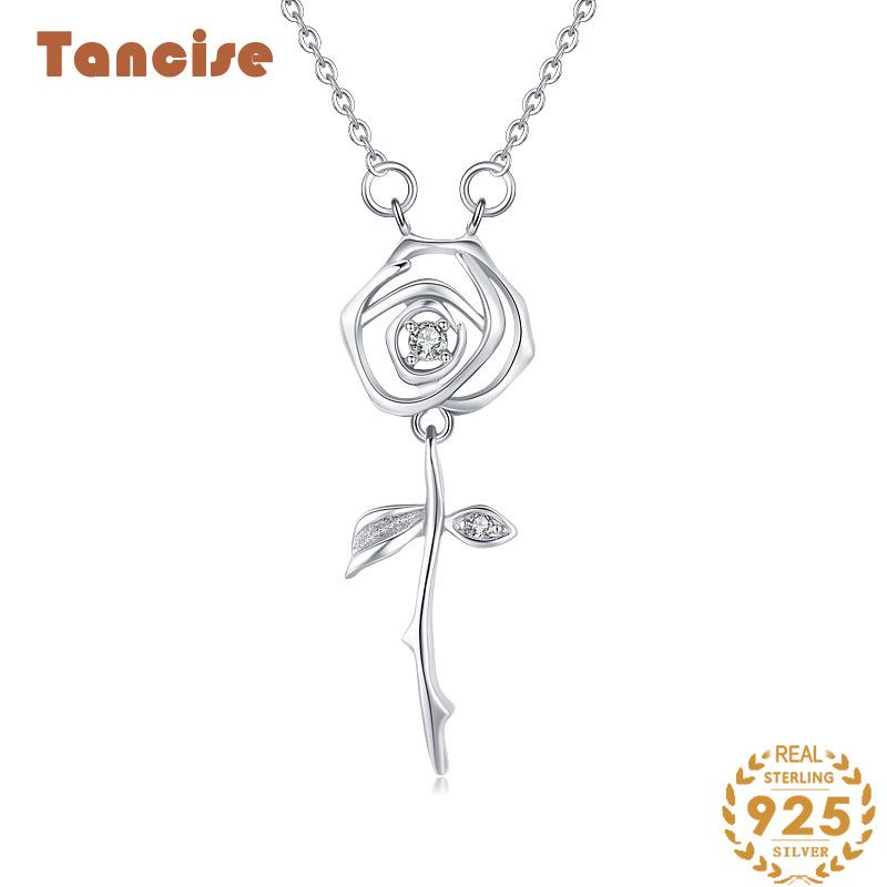 Ожерелье с подвеской в ​​стиле ретро, ​​романтическая роза, серебро 925 пробы, женское европейское и американское классическое ювелирное изделие на шею