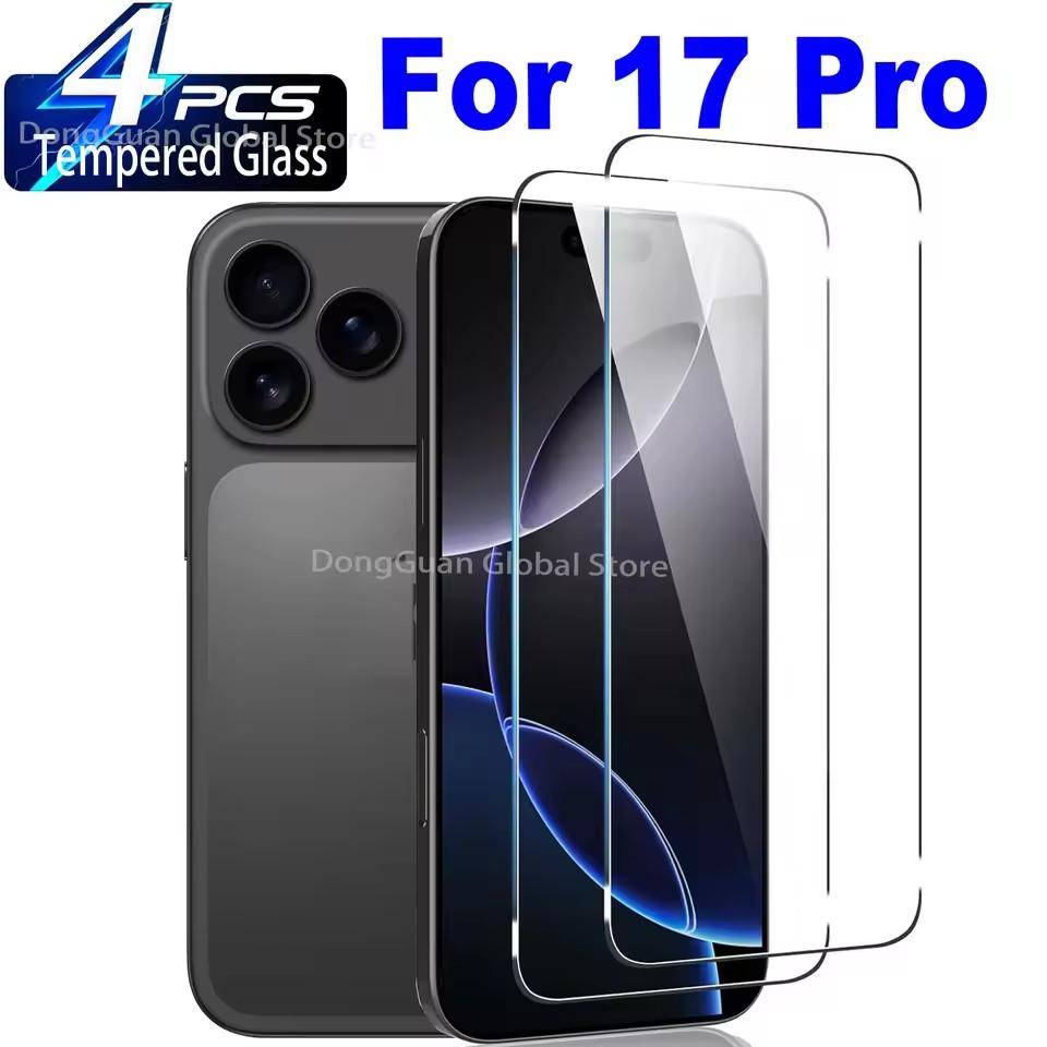 4 шт. Защитное стекло для экрана, чехол для телефона для iPhone 17 Air 16 15 14 13 12 11 Pro Max Mini XS XR X 8 7 Plus IPones Передняя крышка