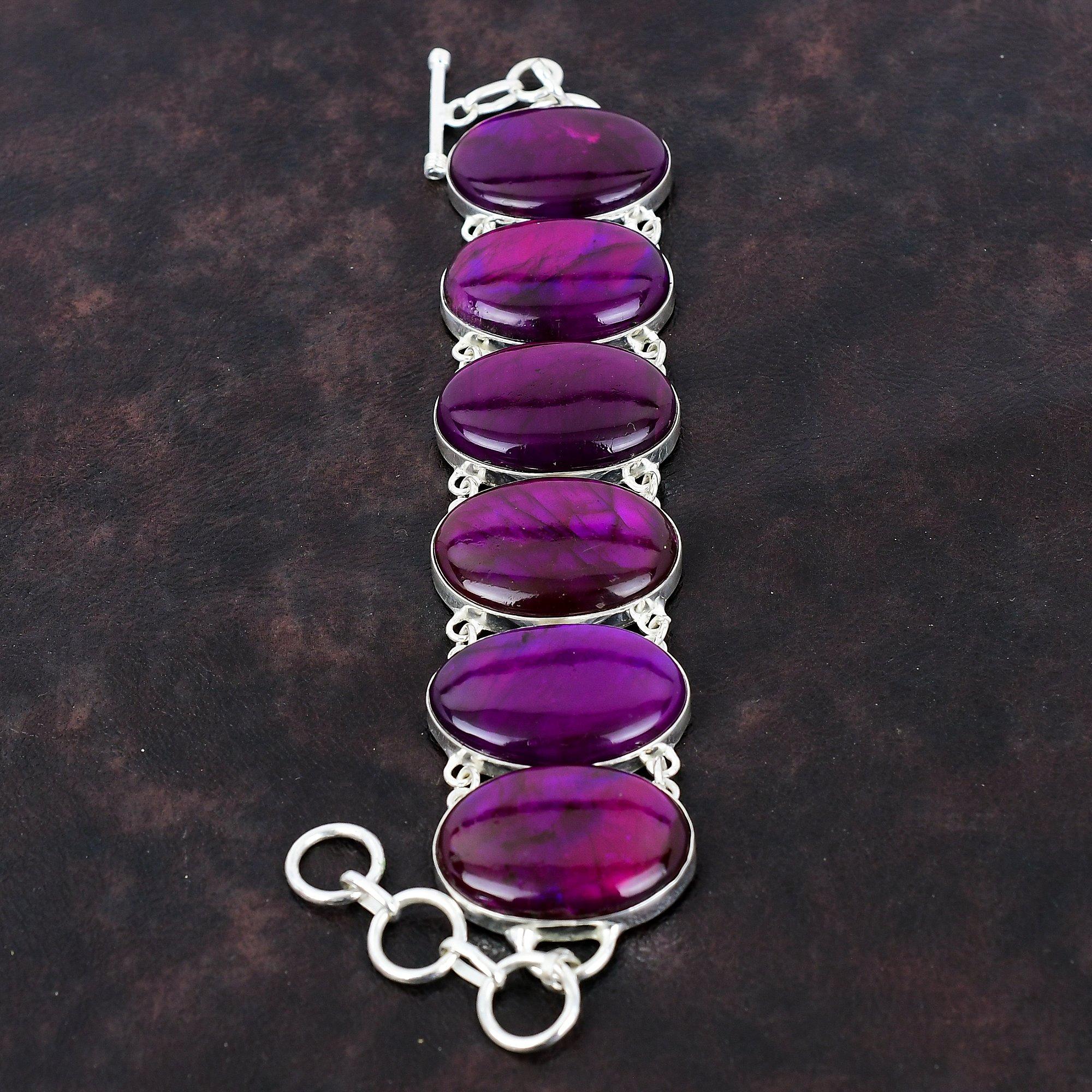 Фиолетовый огненный браслет из лабрадорита, браслет из стерлингового серебра 925 пробы, ювелирные изделия ручной работы, регулируемый браслет-цепочка, браслет из настоящего драгоценного камня, подарок для мамы