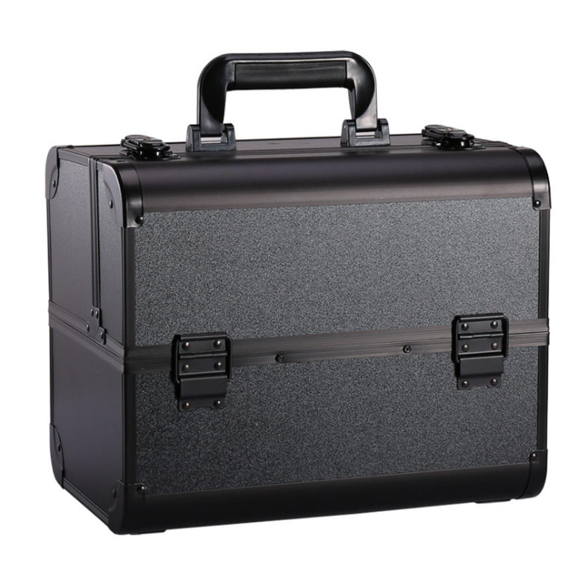 Portable Lockable Aluminium Hard Make Up Travel Storage Box, Cosmetic Beauty Vanity Case, Organiser, Large Capacity Toolbox Case