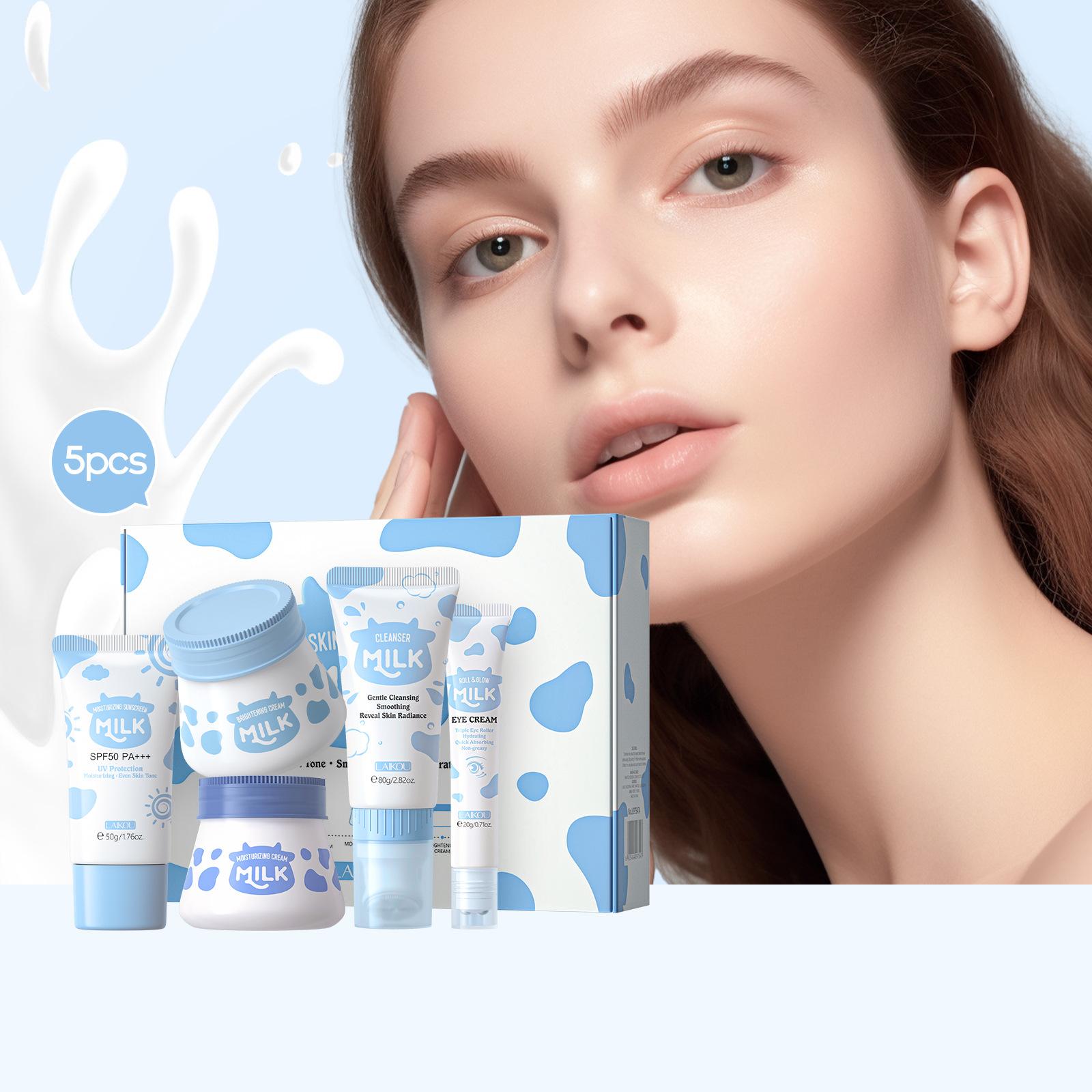 LAIKOU Milk Skincare Set 5-предметный увлажняющий набор для ухода за кожей лица