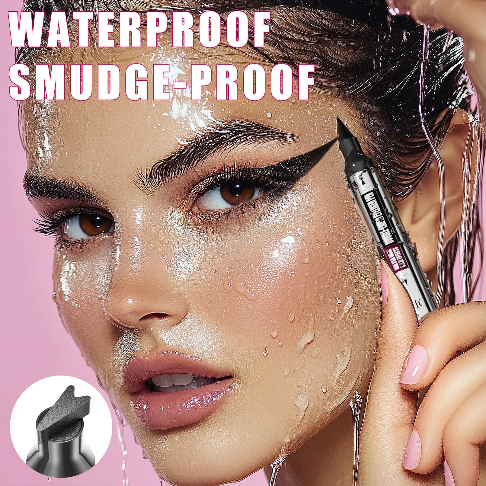 Двусторонний штамп-печать, жидкая подводка для глаз, водостойкий, быстросохнущий, черный карандаш для подводки глаз с подводкой для глаз, косметическая подводка для глаз с хвостиком