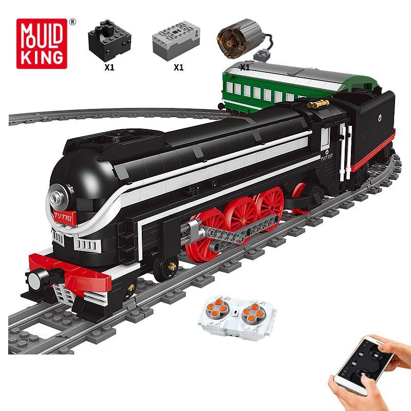 MOLD KING 12005 Технический поезд, строительные игрушки для детей, моторизованный SL7, Азиатский экспресс с железнодорожными путями, кирпич, Рождественский подарок