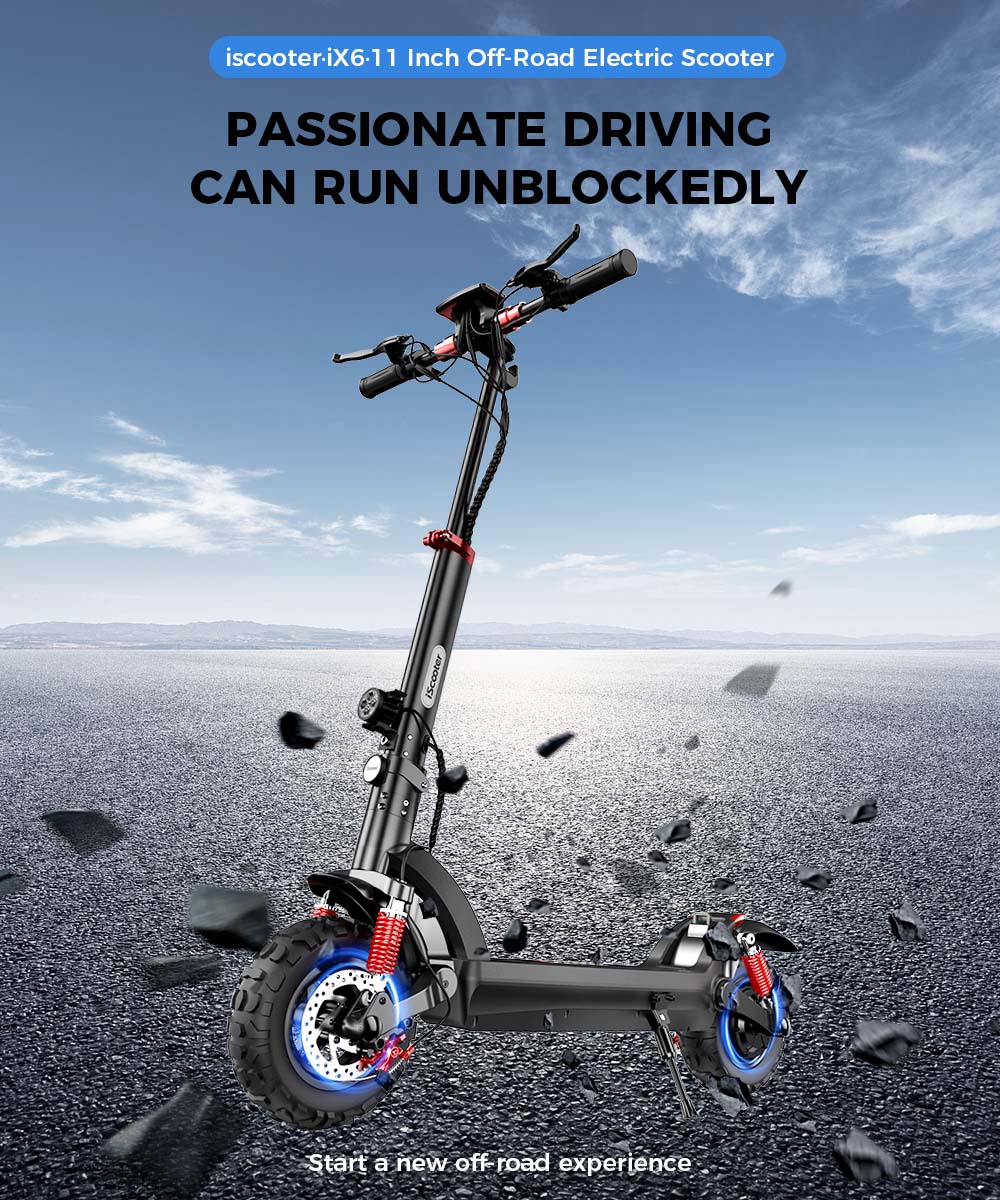 iScooter IX6 Взрослый Городской Складной Электросамокат 1000 Вт Двойной Мотор 48В17.5Ач Батарея 11-дюймовые Шины Внедорожный Электросамокат