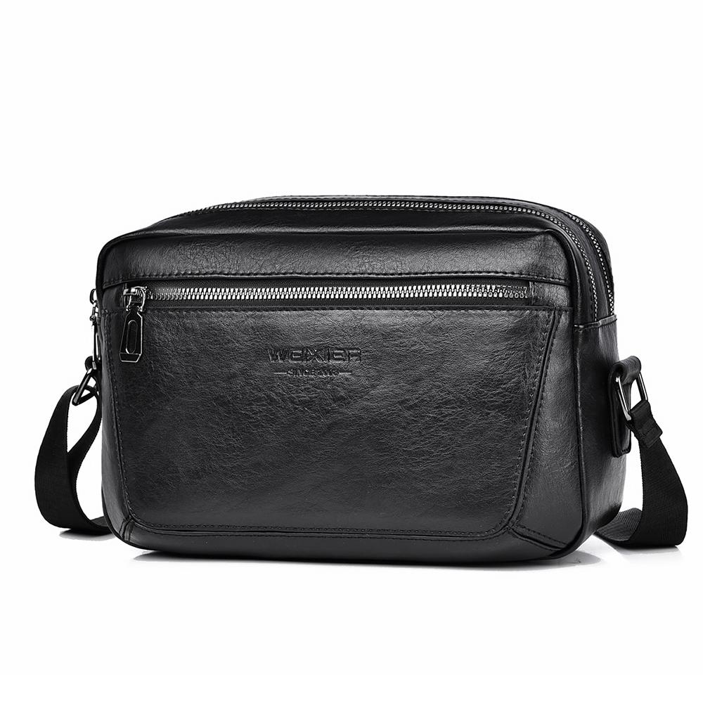 WEIXIER Men's Leather Crossbody Shoulder Bag Waterproof Bag Briefcase Satchel Bag Casual Travel Bag