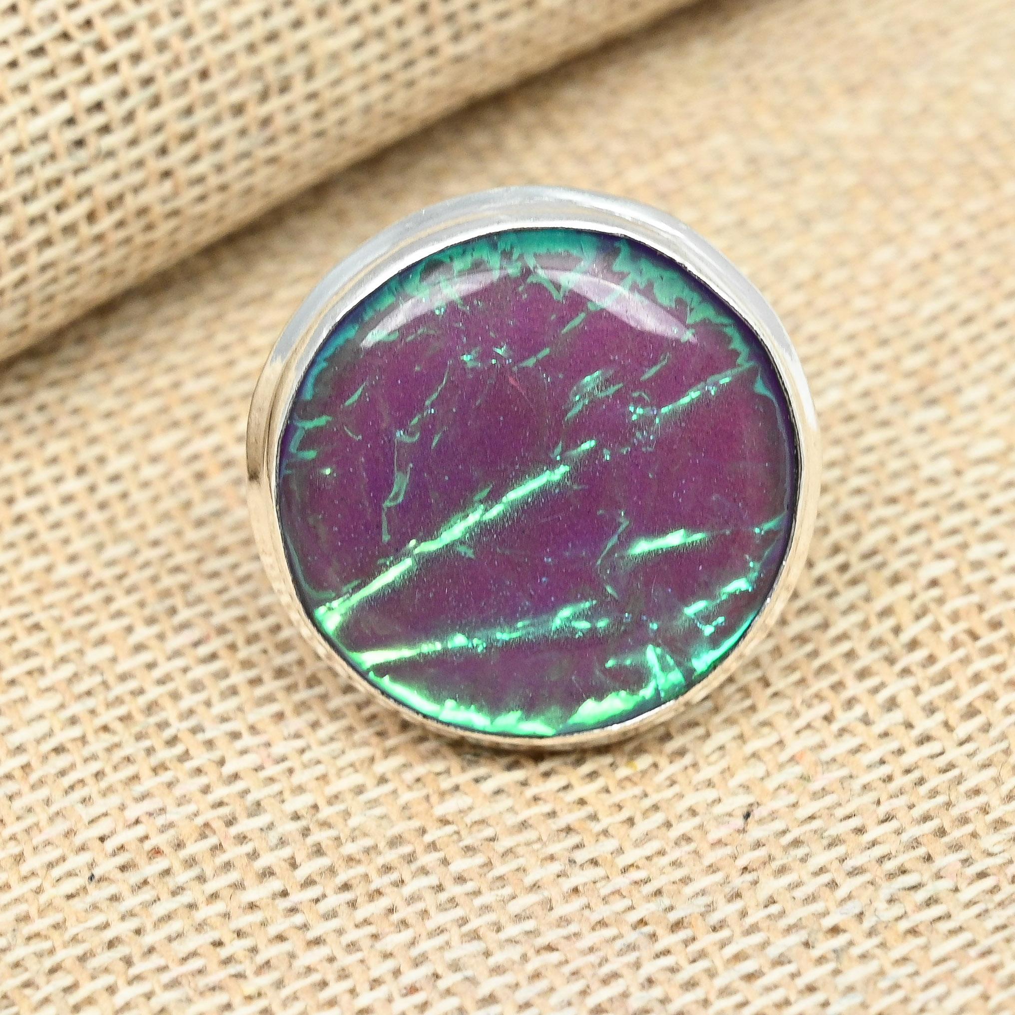 Кольцо ручной работы из стерлингового серебра 925 пробы с фиолетовым австралийским тройным опалом, все размеры