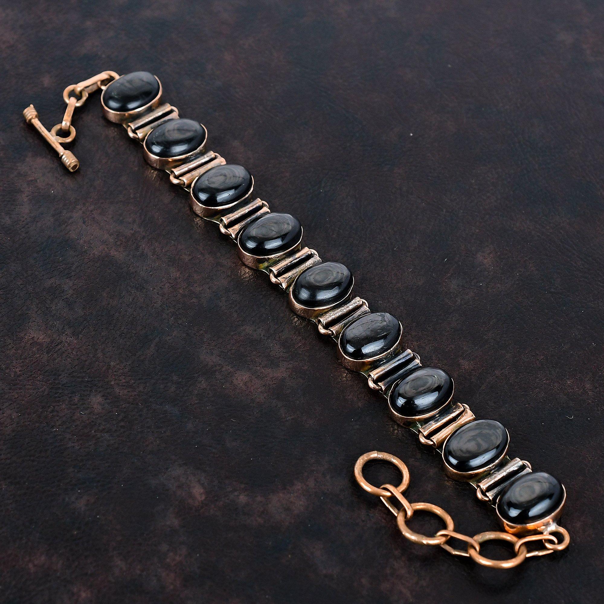 Браслет из камня гиперстен, медный браслет, браслет с регулируемой цепочкой, изящный браслет ручной работы, очень красивые медные украшения, подарки для женщин