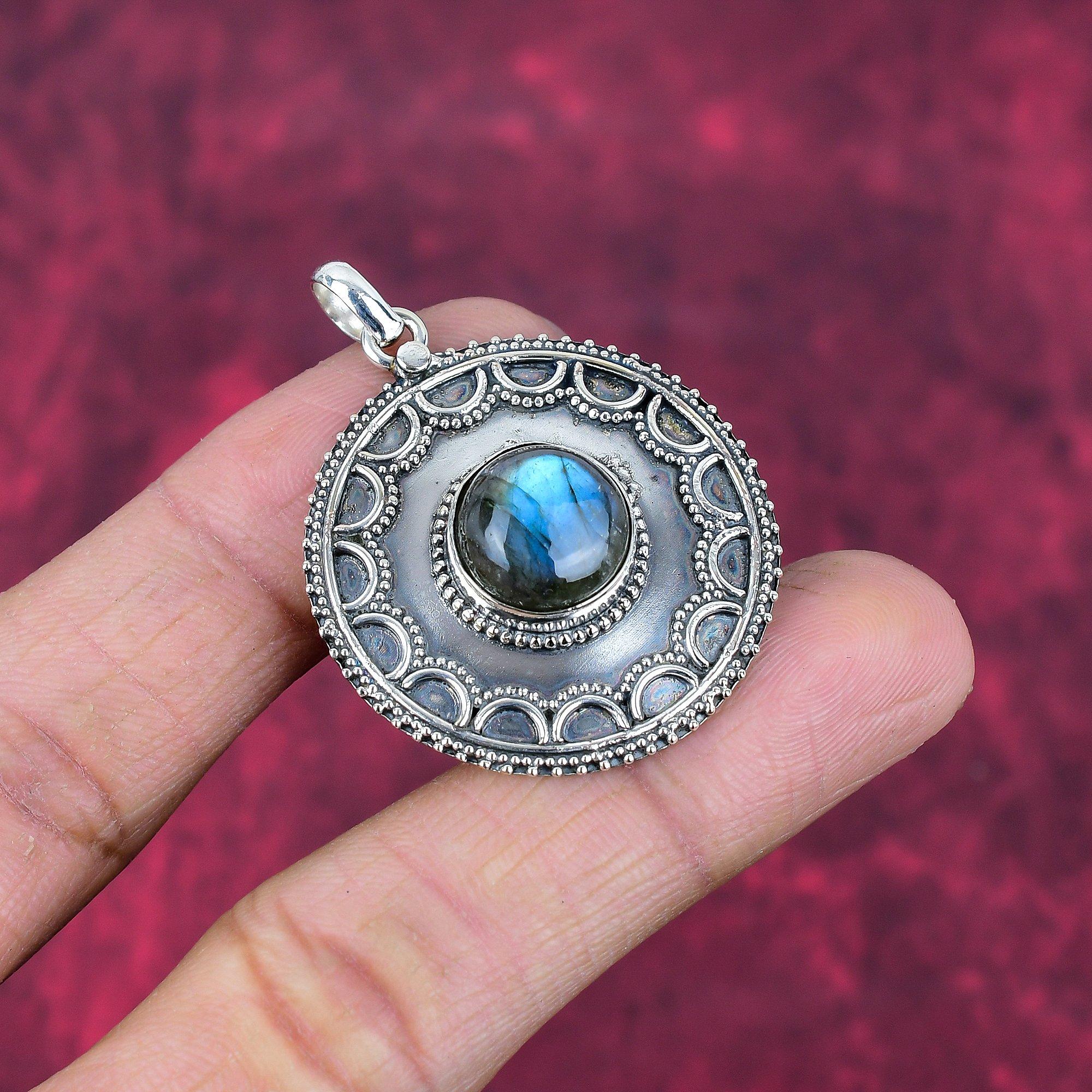 Подвеска из лабрадорита, ручная работа, драгоценный камень, серебряный кулон 925 пробы, антикварная бижутерия, для подарка, серебряные украшения