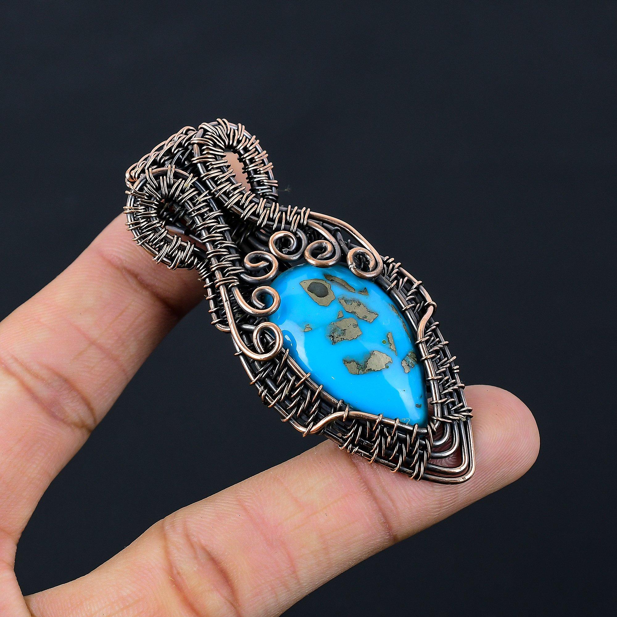 Ювелирные изделия ручной работы с подвеской из чистой медной проволоки из бирюзового камня для нее