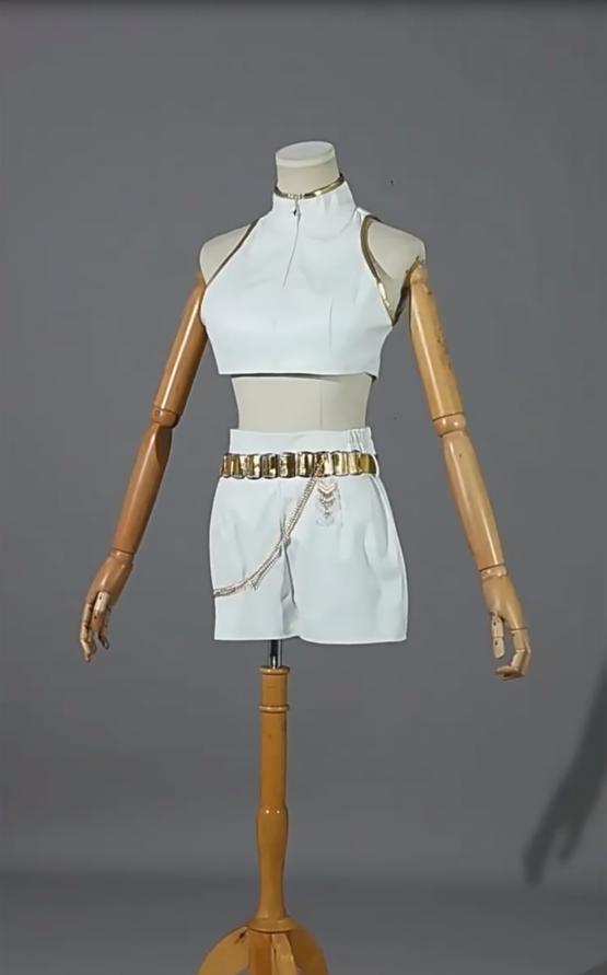 K-POP: Костюм для косплея Охотников на демонов Зои Белая версия Аниме 2D Наряд Одежда для ролевых игр для женщин