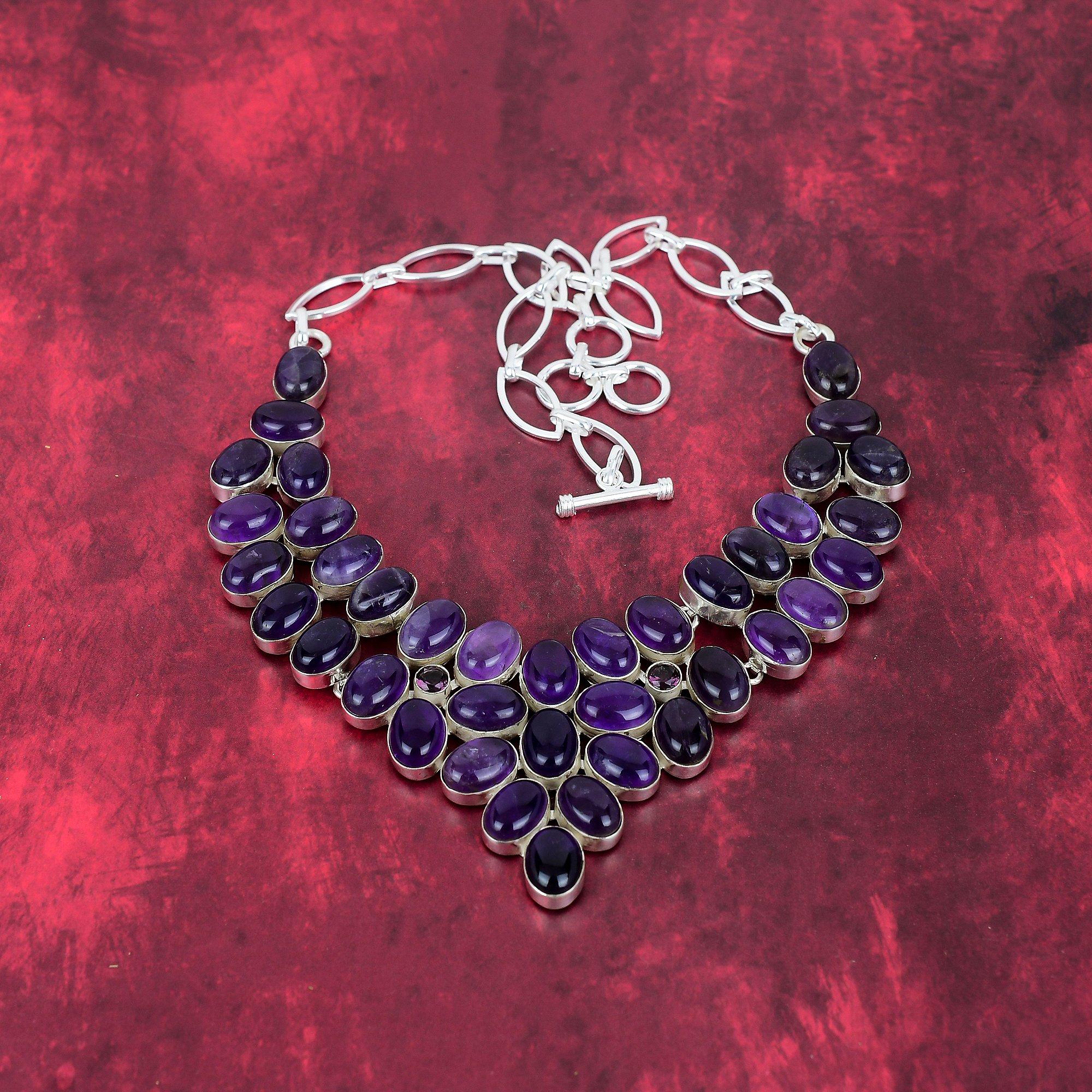 Amethyst Necklace Gemstone Jewelry, 925 Solid Sterling Silver Necklace, Gift For Women Handmade Necklace