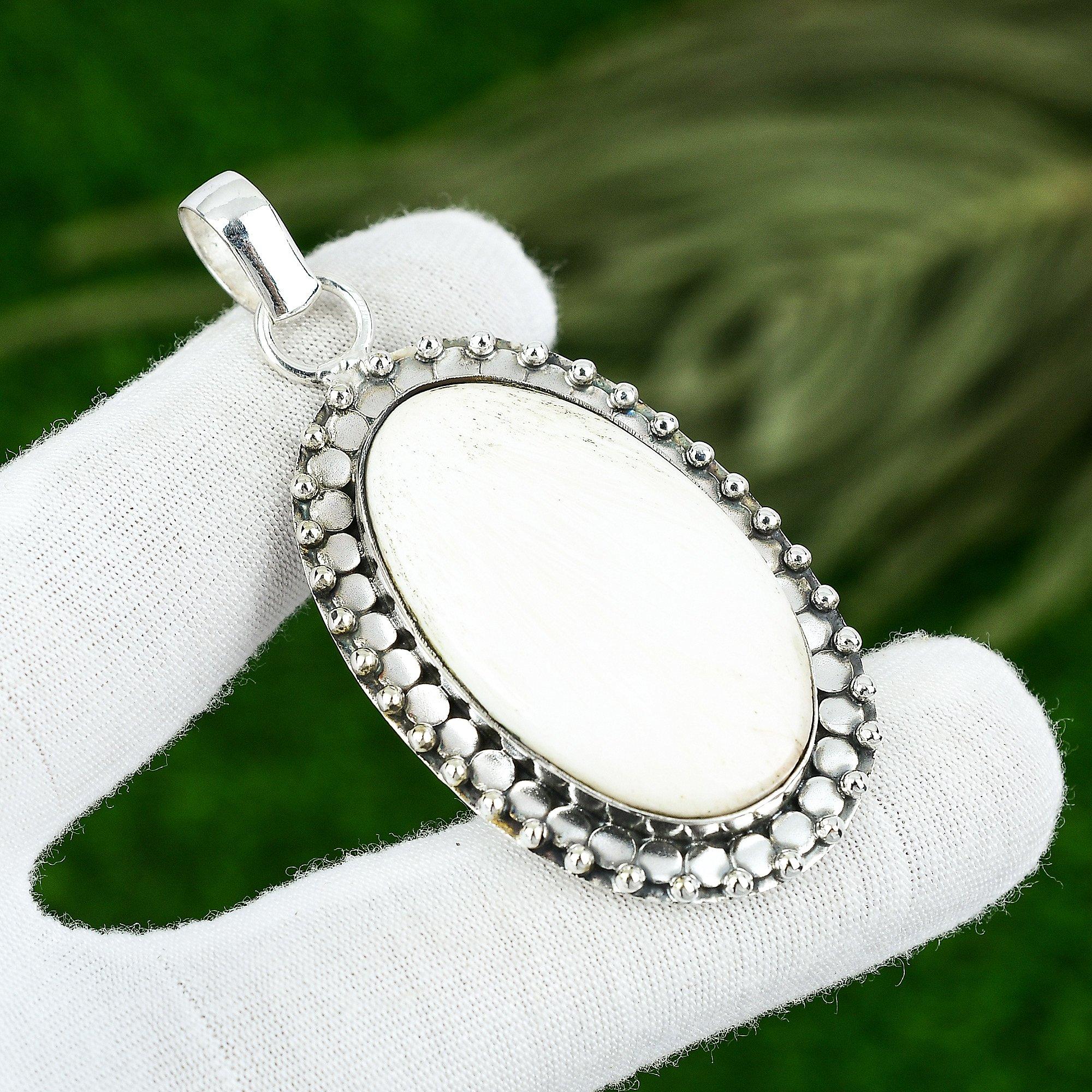 Подарок для женщин Ювелирная подвеска из стерлингового серебра 925 пробы с натуральным сколецитом