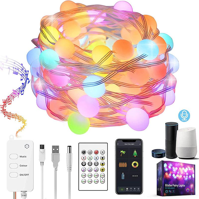 Светодиодные гирлянды RGB Ball, декоративная лампа, управление через Bluetooth APP, 10 м, рождественский фонарь с дистанционным управлением, освещение для вечеринок