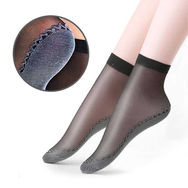 Ultrathin Transparent Socks for Summer Cotton Silk Thin Socks Lady Lace Mesh Elastic Socks Patchwork Crystal Ankle Socks Female Short Socks
