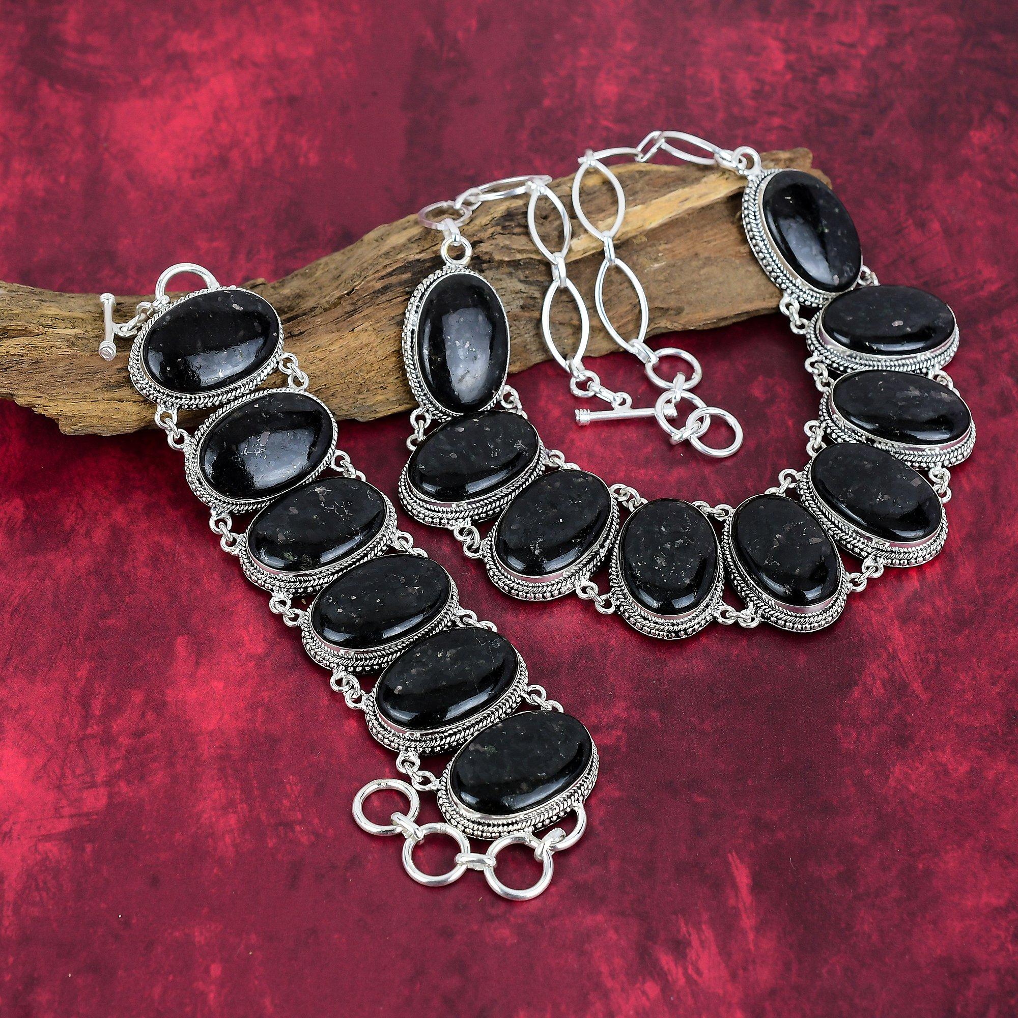 Ювелирные изделия из драгоценных камней Nummite, ожерелье и браслет из стерлингового серебра 925 пробы, дизайнерский комплект ювелирных изделий, браслет ручной работы для подарка