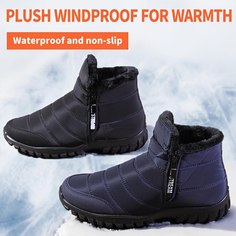 Men's Non-slip, Windproof Soft-soled Snow Boots with Plush Lining and Side Zipper for Outdoors, Fall and Winter