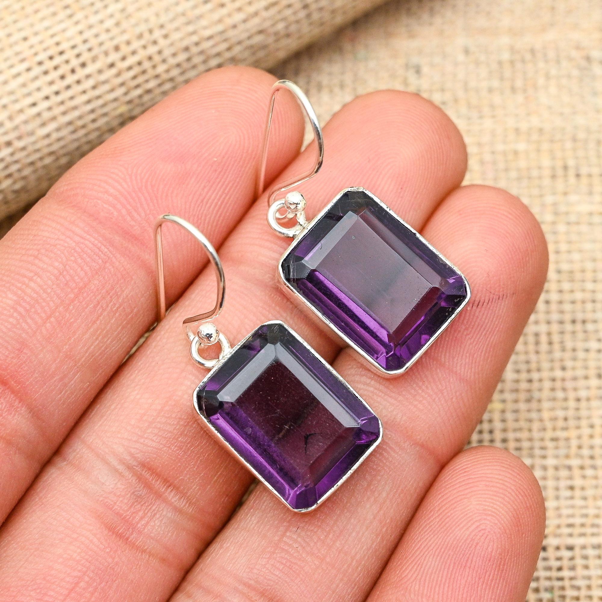 Ювелирные серьги из стерлингового серебра 925 пробы с аметистом ручной работы для свадебного подарка
