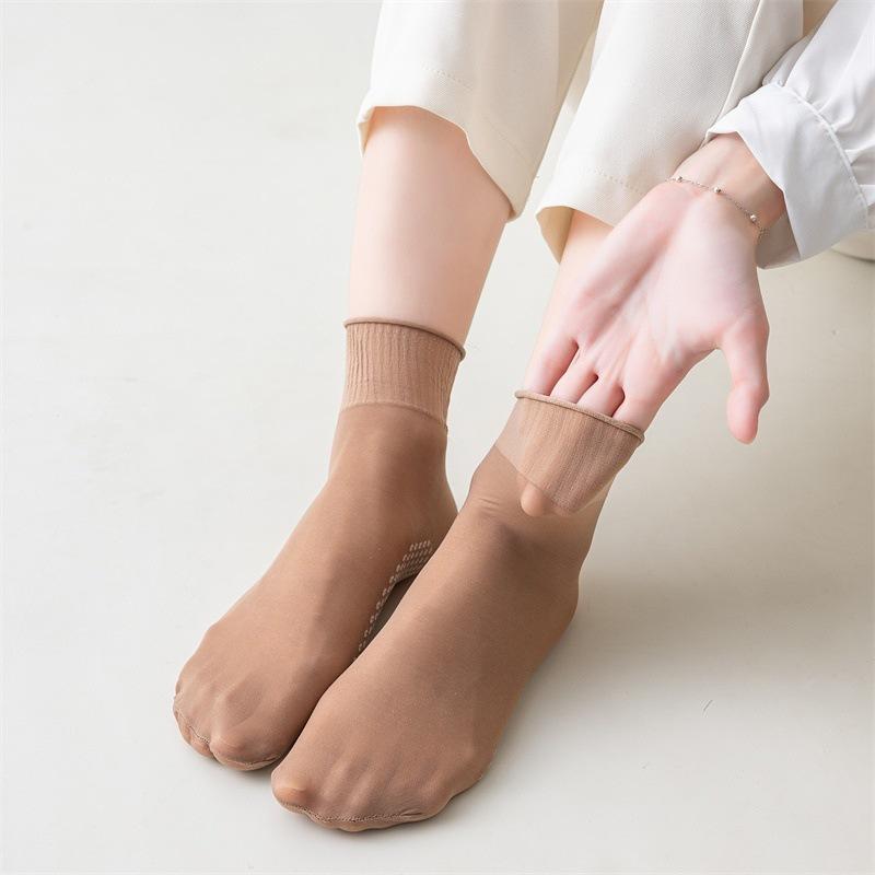 5/10 Pairs Women's Upgraded Ruffled Socks Cotton Soled Massage Socks Ultra-Thin Non-Slip Anti-Snatch Mid-calf Socks Lot