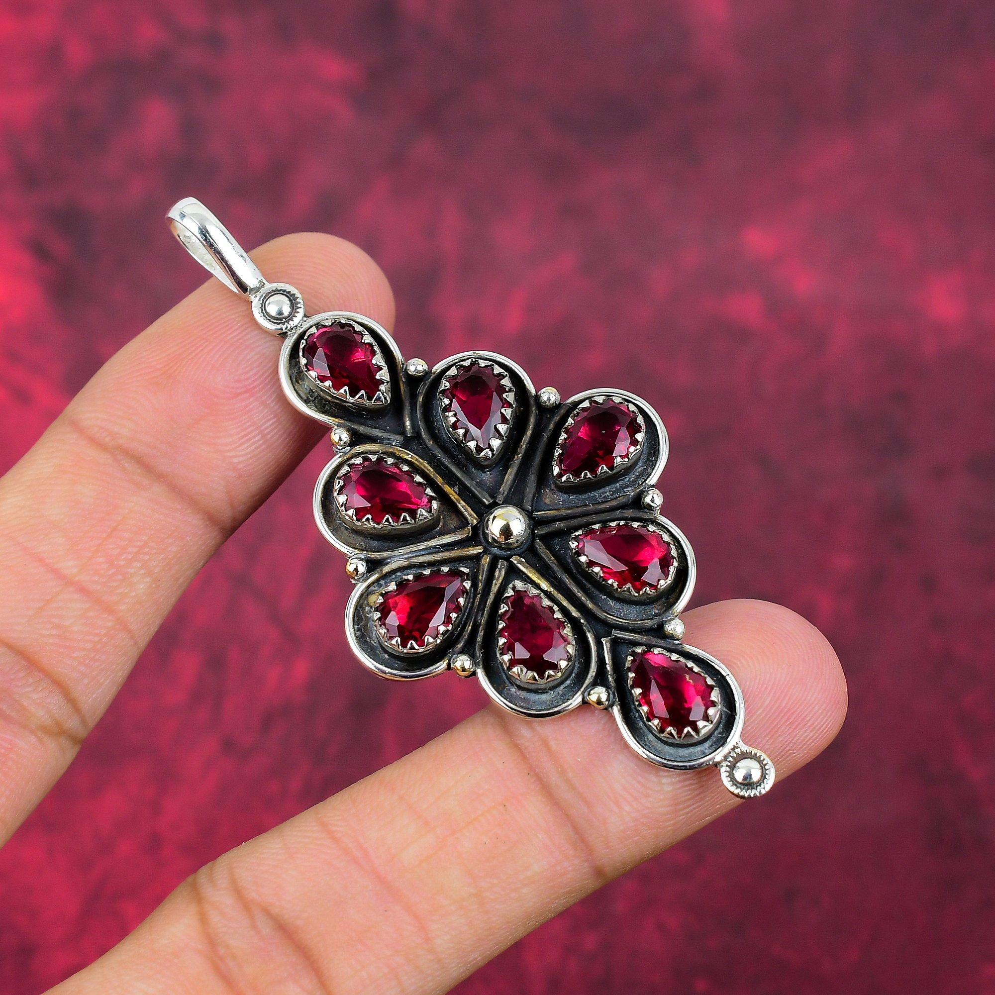 Ювелирные изделия из красного граната, кулон из цельного серебра 925 пробы, кулон из драгоценных камней ручной работы на День памяти