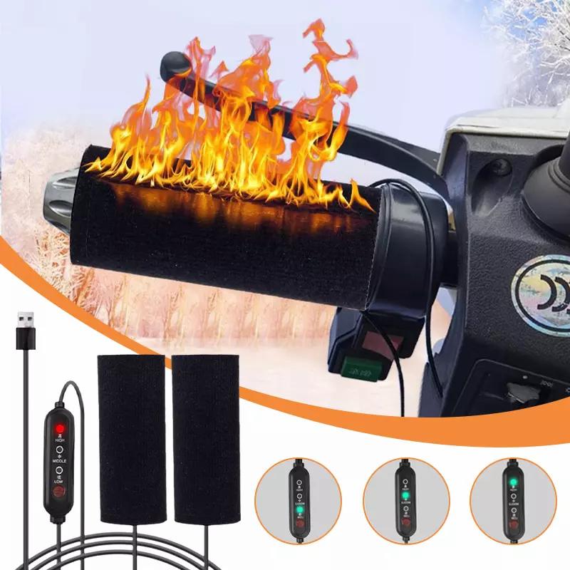 SEAMETAL 12V 3-Gear Motorcycle Heated Hand Grips Waterproof Thermal E-bike ATV Handlebar Heater Warmer Kit Motorcycle Accessories