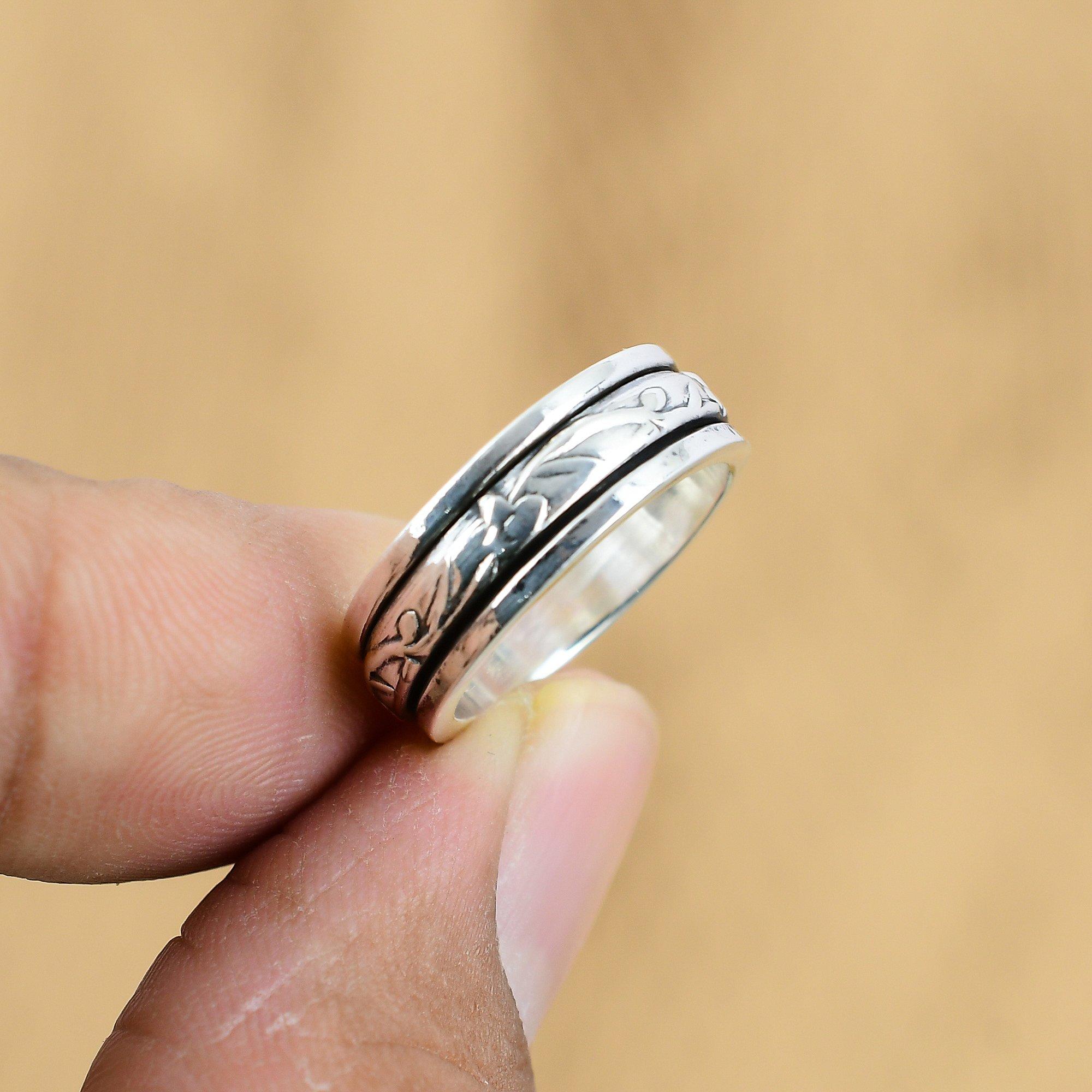 Натуральное кольцо-спиннер без камней, размер 5,75, ювелирное изделие из стерлингового серебра 925 пробы