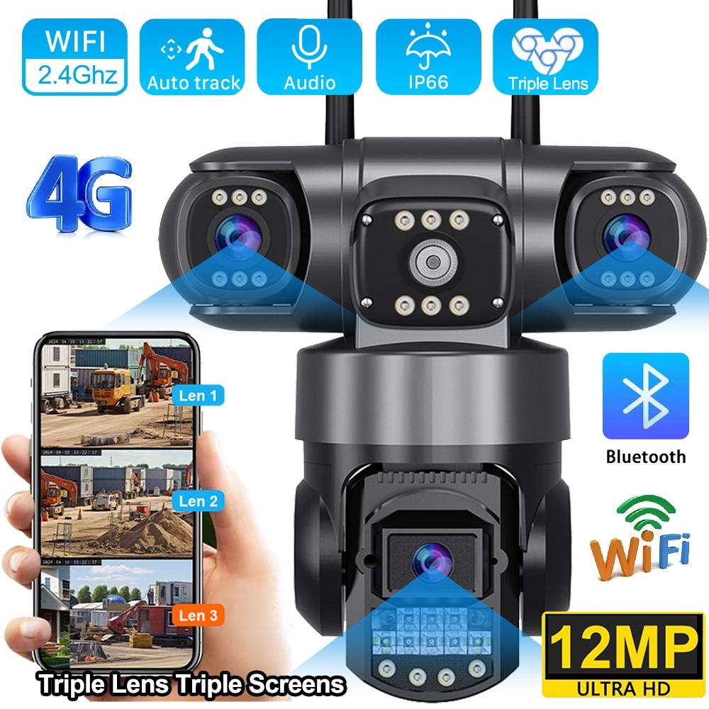 Беспроводная WiFi/4G сетевая камера, HD ночное видение, водонепроницаемая CCTV видеонаблюдение, тройной объектив и тройной экран, видеорегистратор