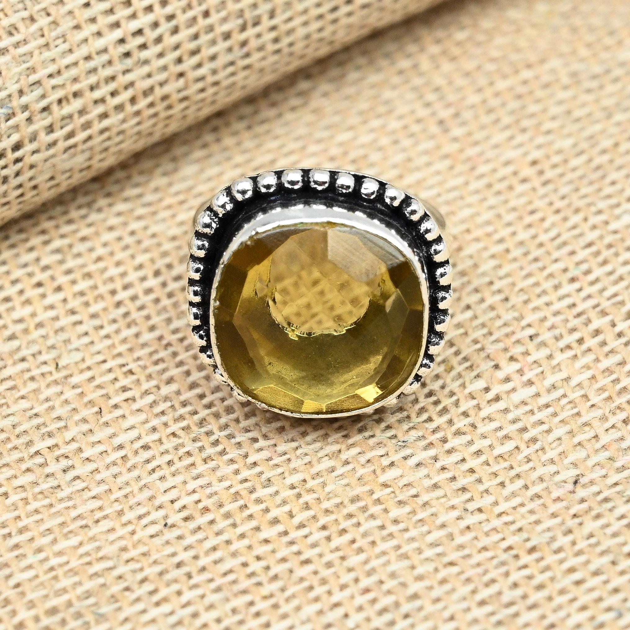 Красивый цитрин драгоценный камень твердое серебро 925 пробы ювелирные изделия ручной работы женское кольцо