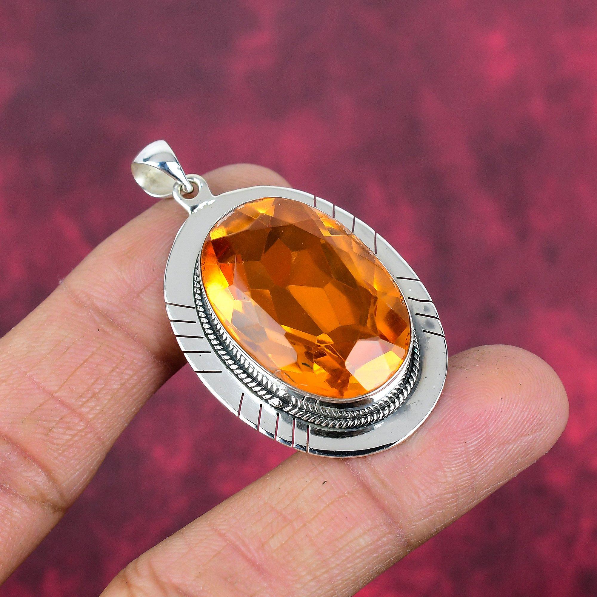 Honey Topaz Pendant, 925 Solid Sterling Silver Pendant, Handmade Gemstone Jewelry, Gifts For Wife Brand New Pendant
