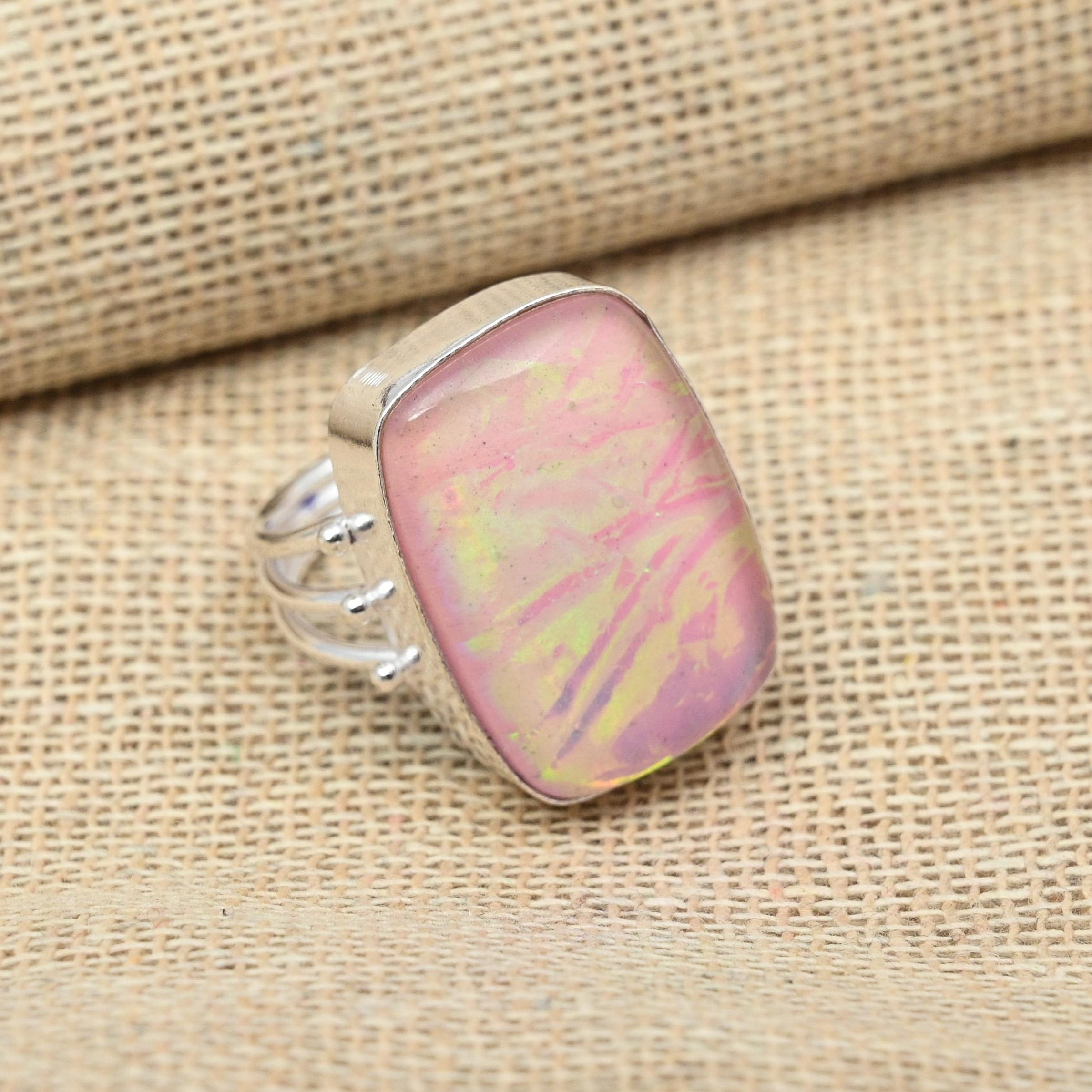 AAA + розовый австралийский тройной опал драгоценный камень стерлингового серебра 925 пробы кольцо ювелирные изделия ручной работы