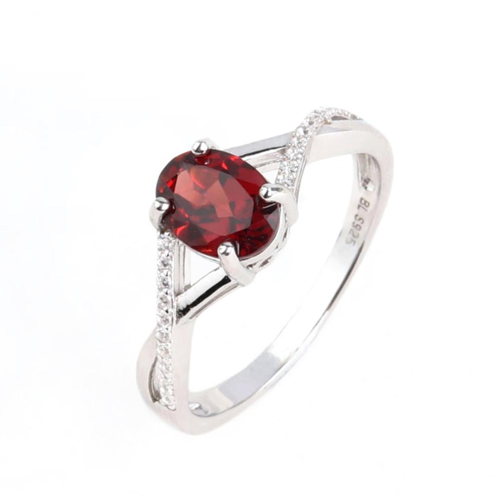 Elegant and Noble Natural Garnet Real Gemstone Ring 925 Sterling Silver Fine Jewelry for Women's Anniversary and Engagement Gift