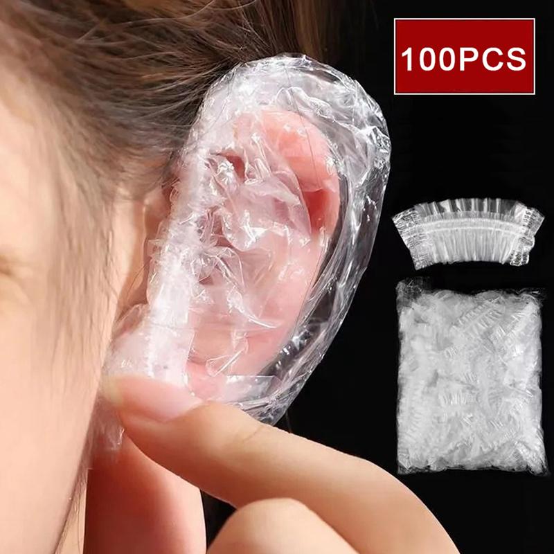 100/200Pcs Disposable Ear Cover Waterproof Ear Protector Hair Dyeing Bath Shower Earmuffs Caps Hairdressers Barber Accessory