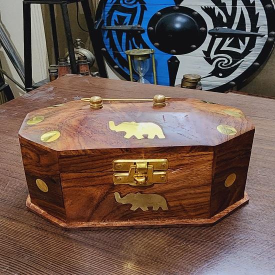 Красивый стилист дизайн дерева ручной работы дерева и латуни шкатулка для украшений Рождественский подарок