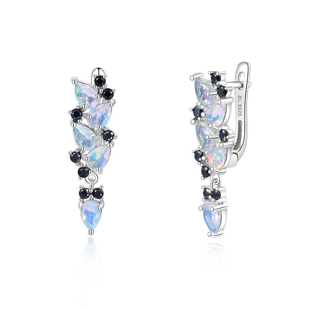 Luxury Fashion Designer Chic Dangle Silver Clasp Earrings for Lady Natural Opal October Birthstone Stone Precious Jewelry Gift
