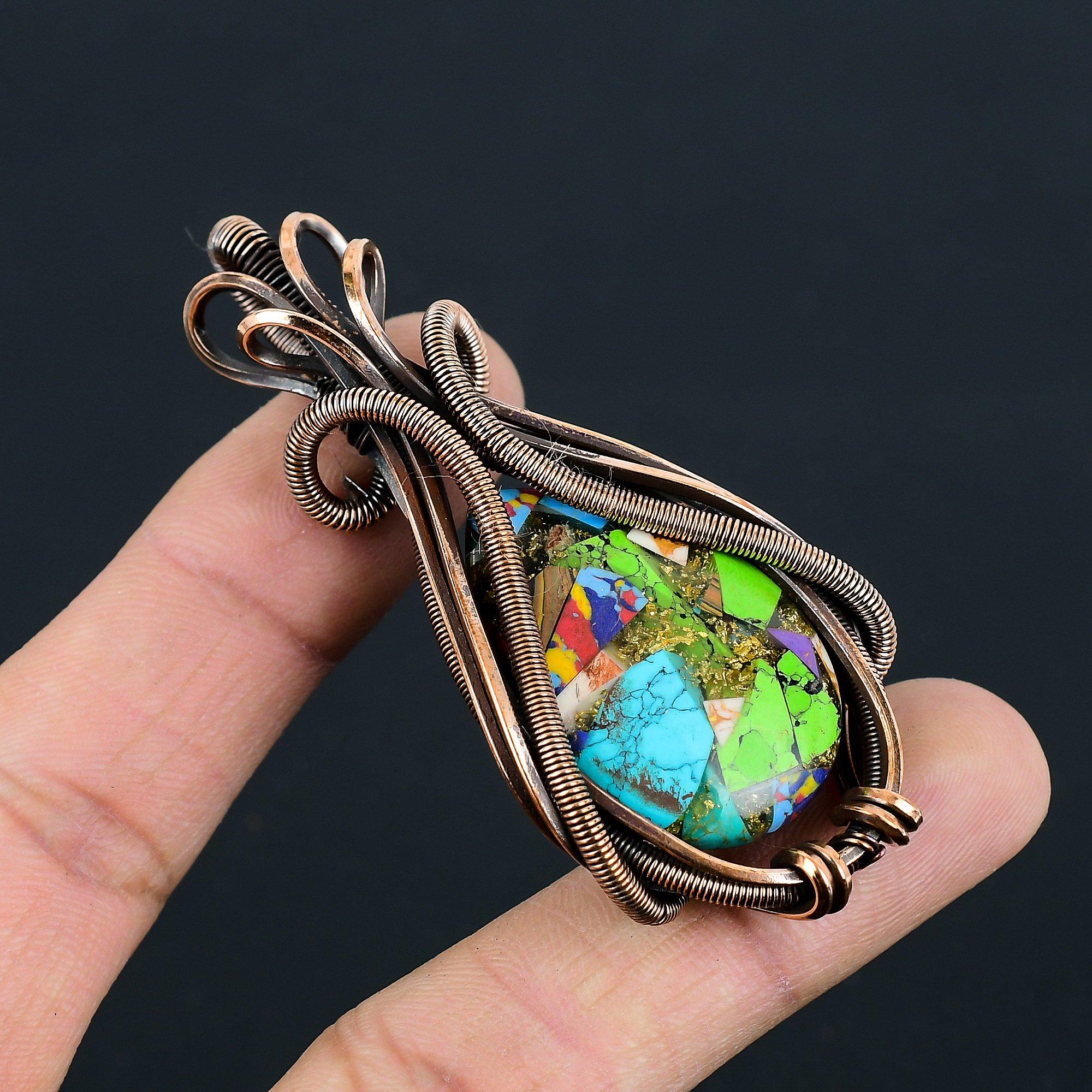 Мультимедная колючая устрица, драгоценный камень, медная проволока ручной работы, ювелирные изделия, великолепная подвеска для женщин