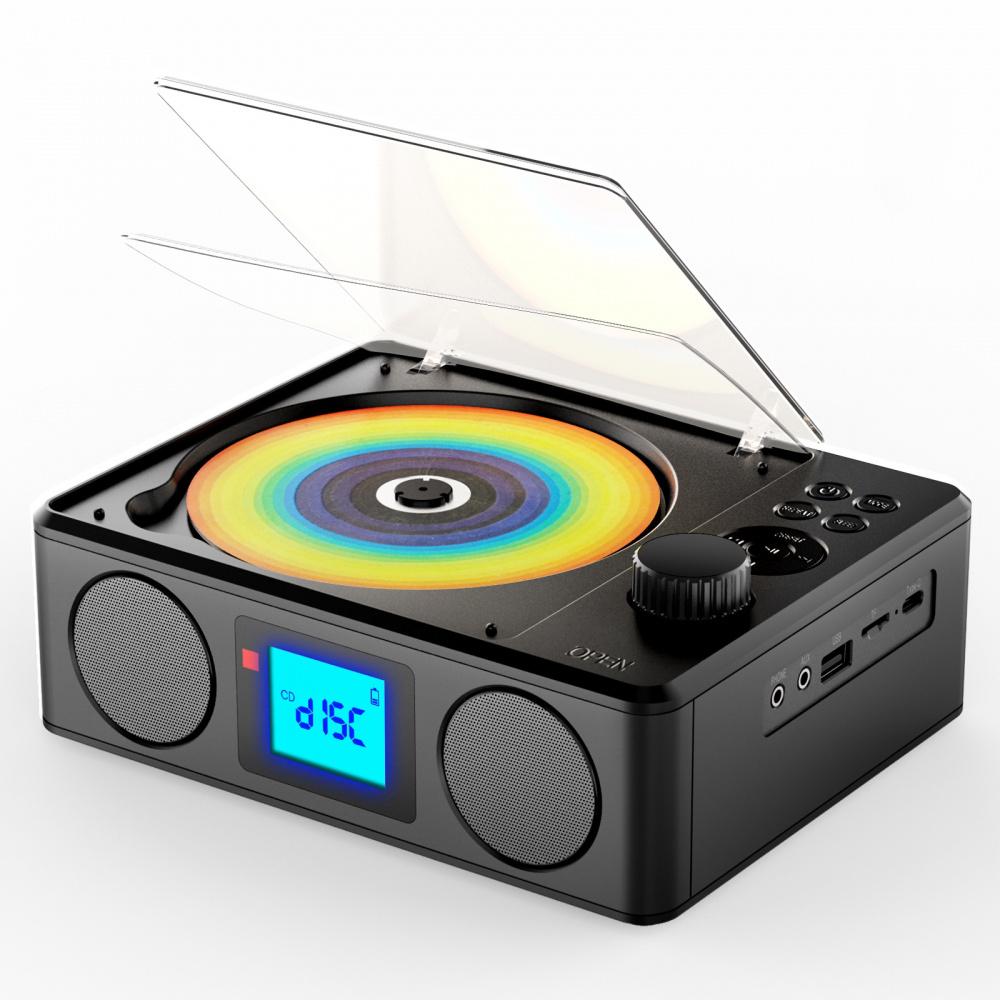 CD-плеер портативный Bluetooth настольный CD-плеер для дома с динамиками перезаряжаемый небольшой ретро CD-плеер с ЖК-экраном оптический USB